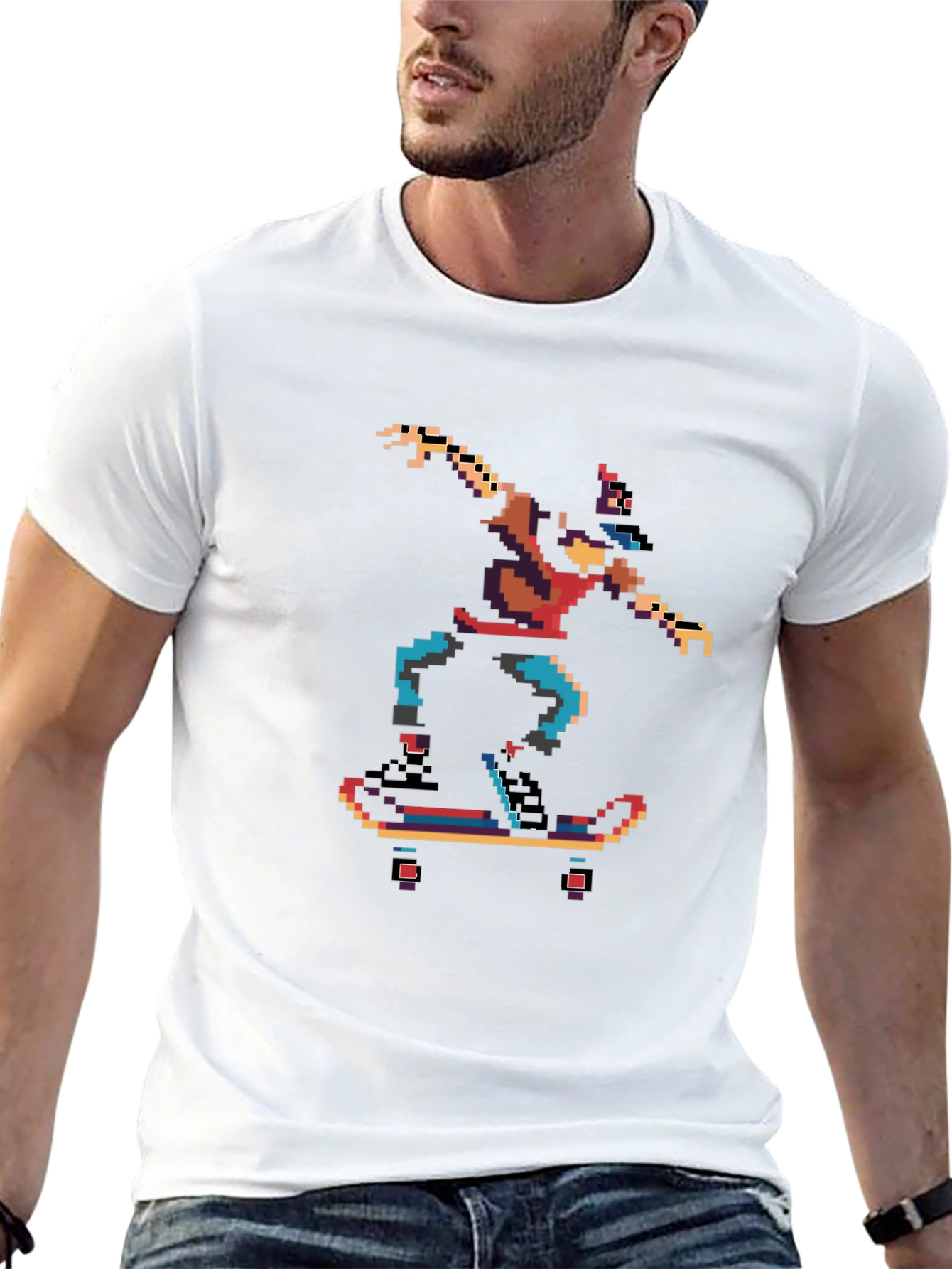 Pixel Skater Graphic T-Shirt - Retro Cool