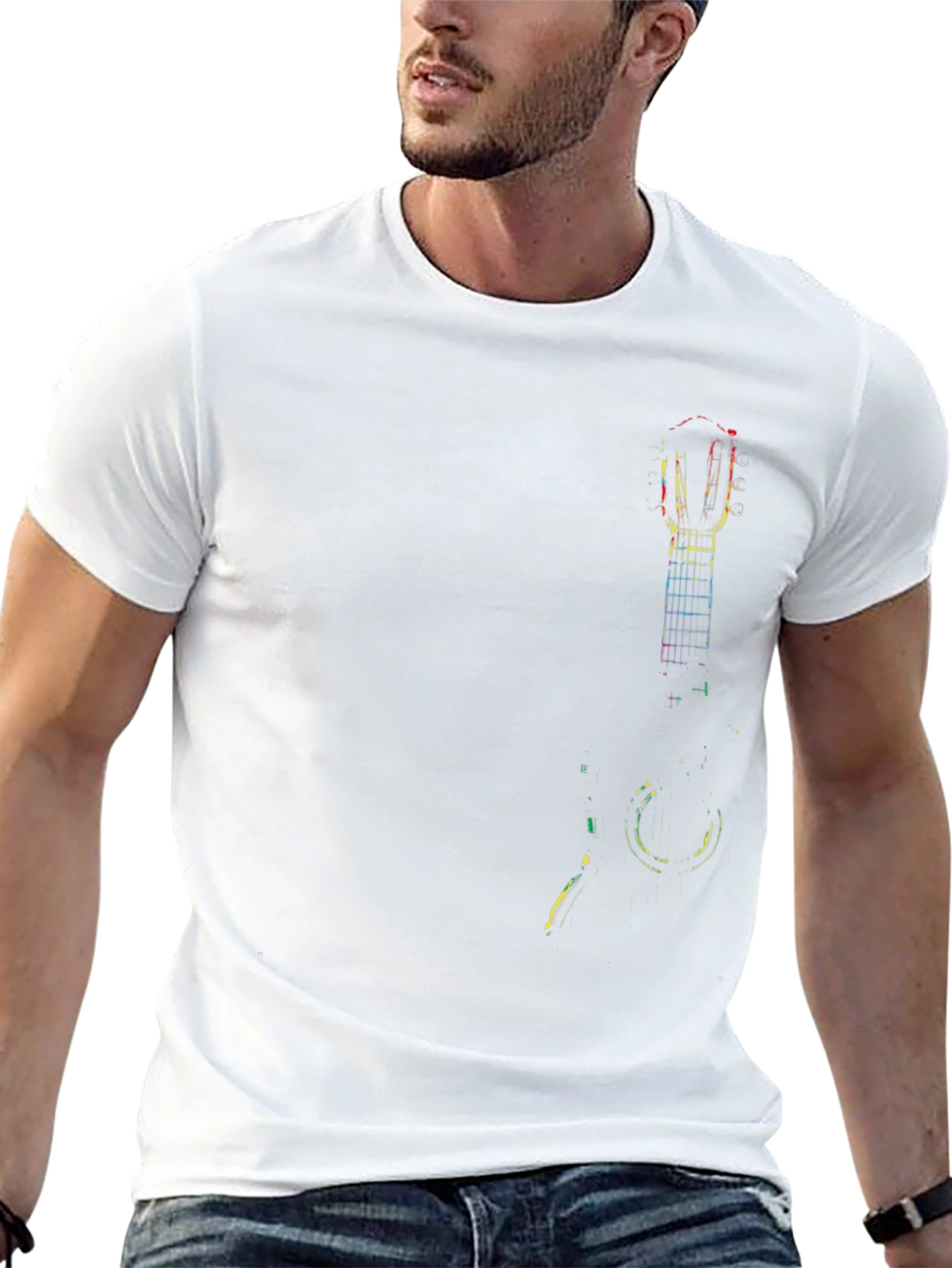 Guitar Art Mens Black T-Shirt