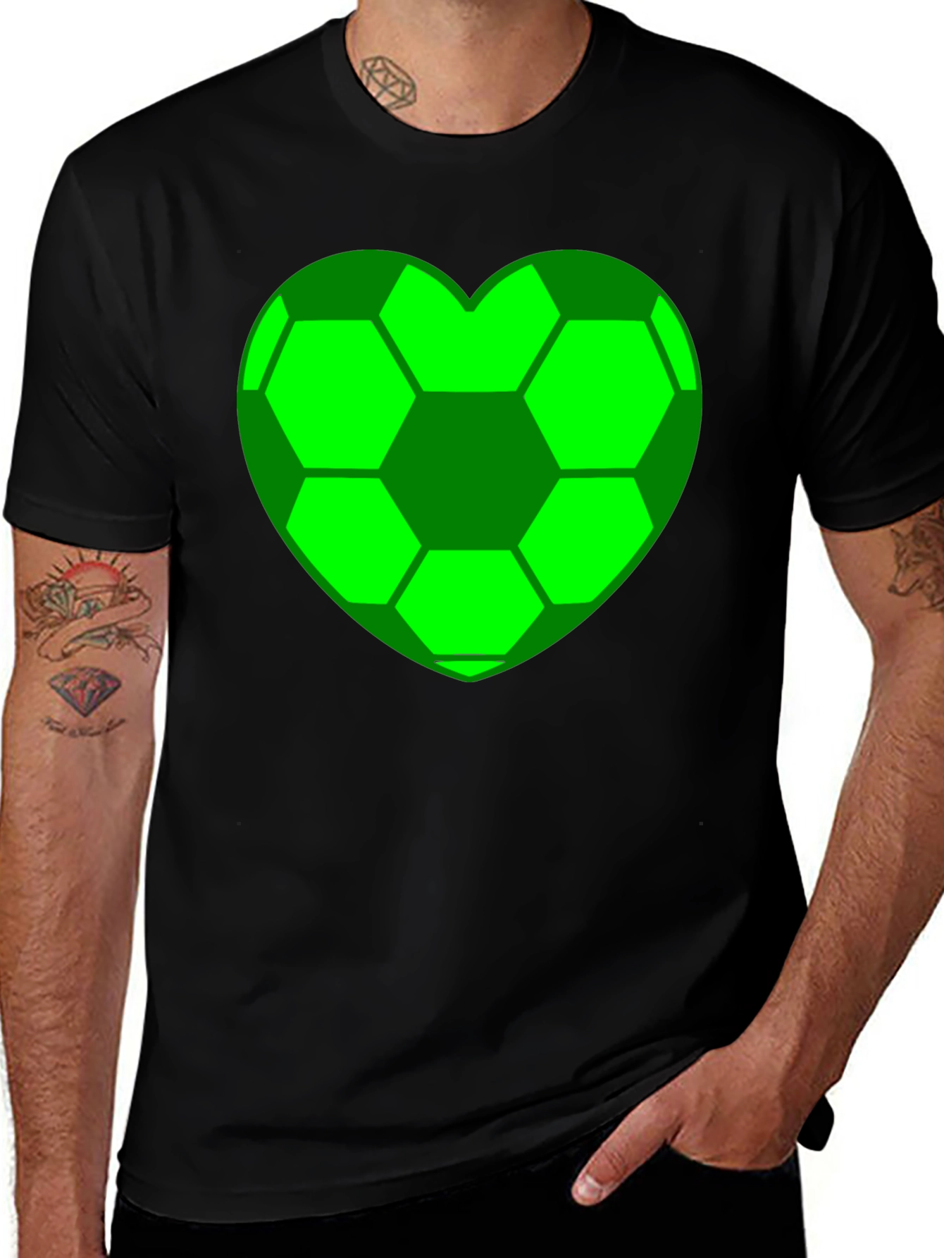 Soccer Heart T-Shirt - Black Cotton Tee