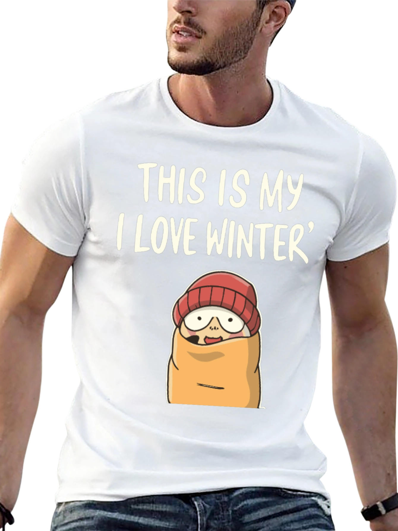 Funny Winter T-Shirt: I Love Winter Cartoon Graphic Tee