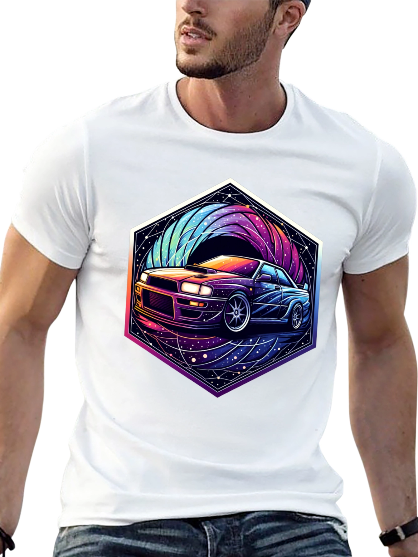 Cosmic Car Graphic Tee - Retro Racer Style