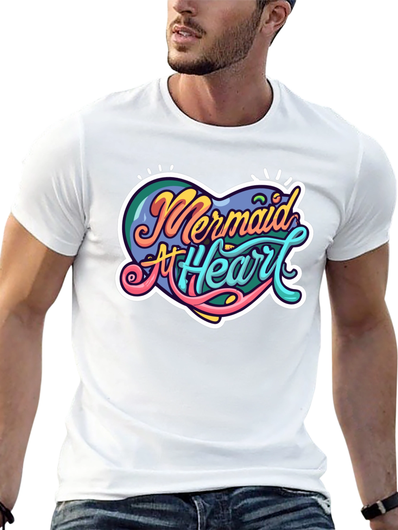 Mermaid At Heart Graphic Black T-Shirt