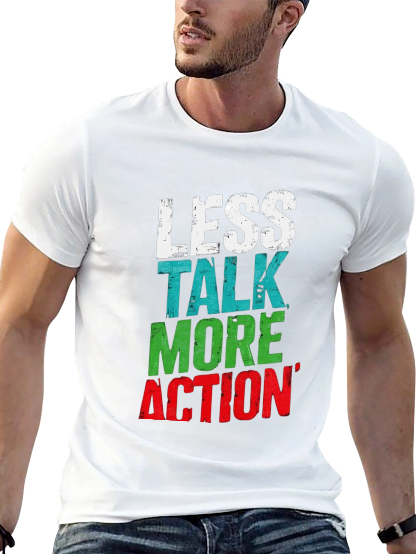 Less Talk More Action Graphic Tee - Black