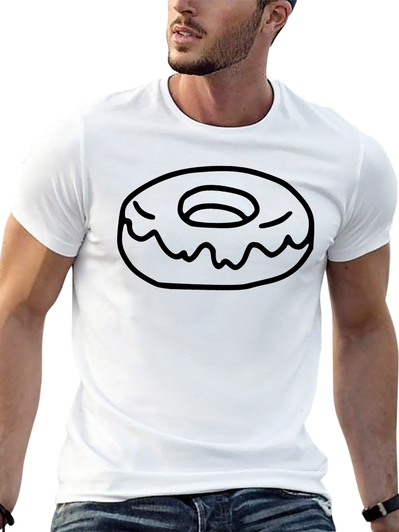Doughnut Graphic Tee - Black Cotton Casual T-Shirt