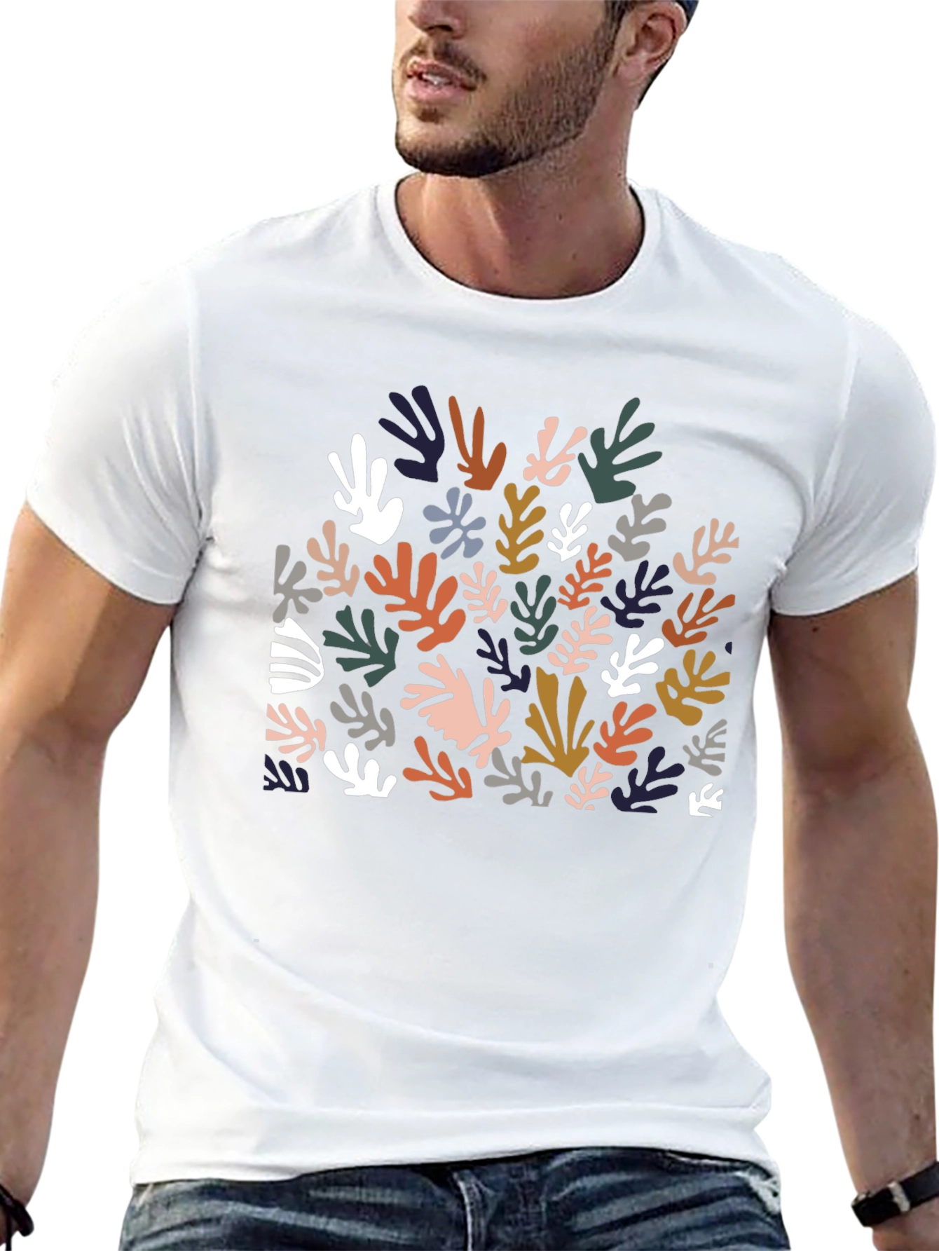 Abstract Leaves Graphic T-Shirt - Modern Style