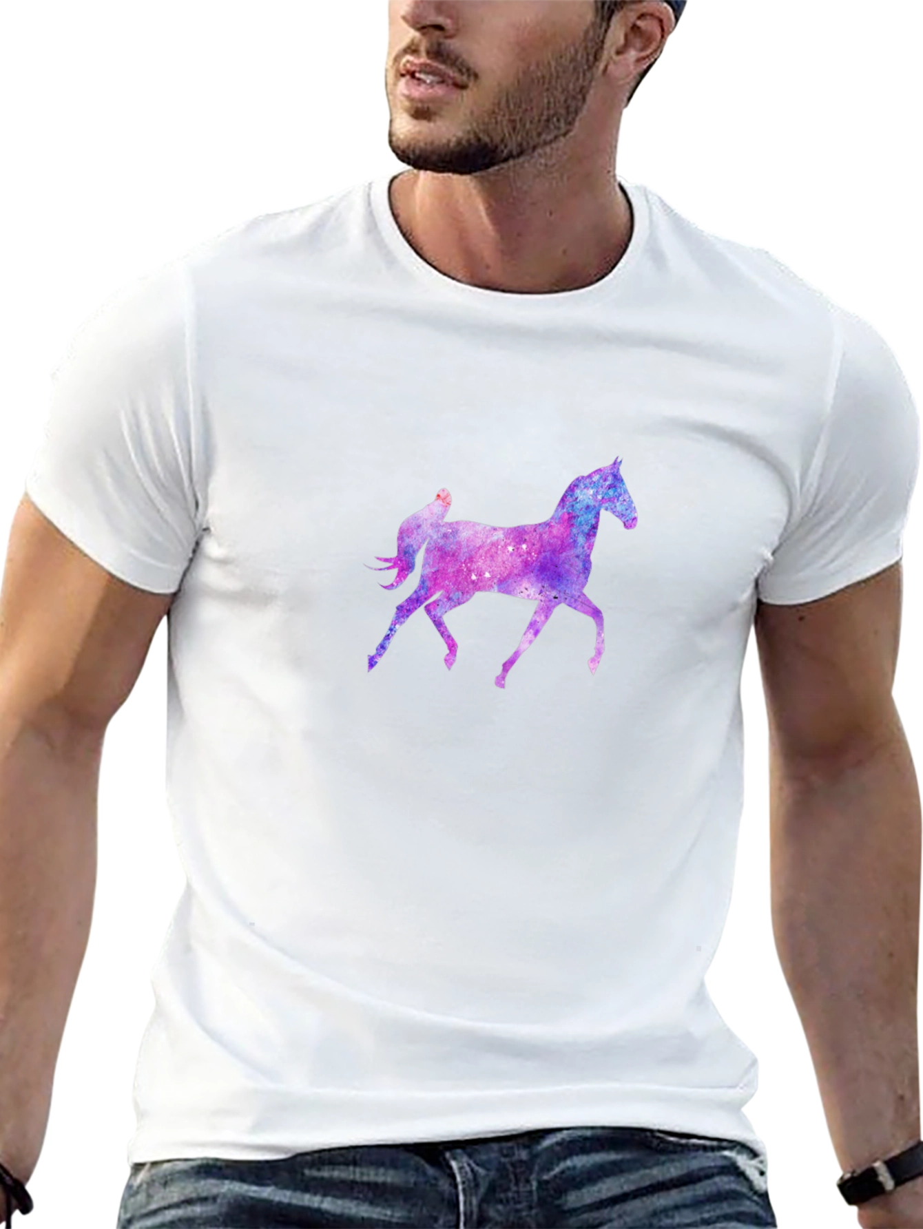 Cosmic Horse Graphic Tee - Black Unisex T-Shirt