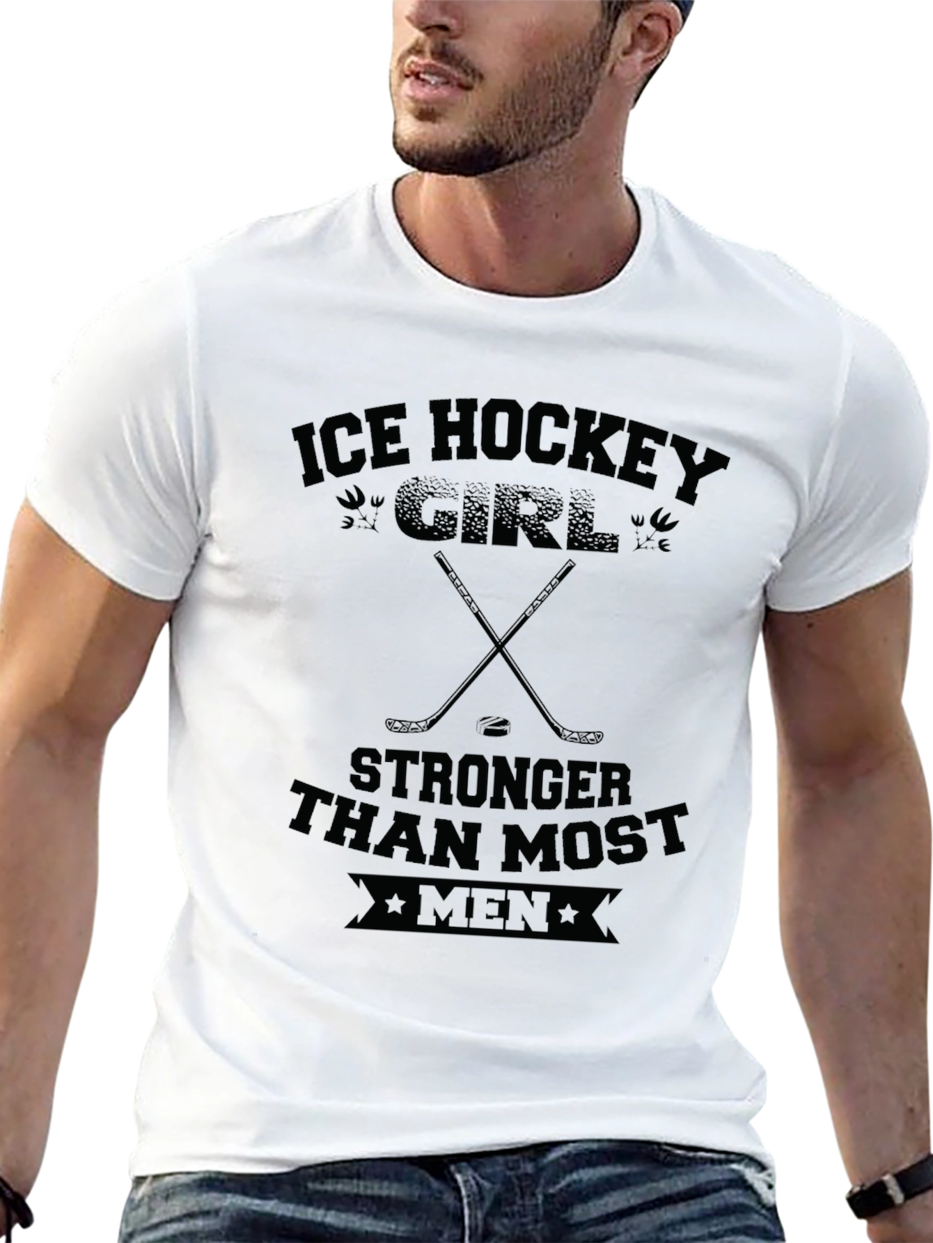 Ice Hockey Girl T-Shirt - Stronger Than Most Men