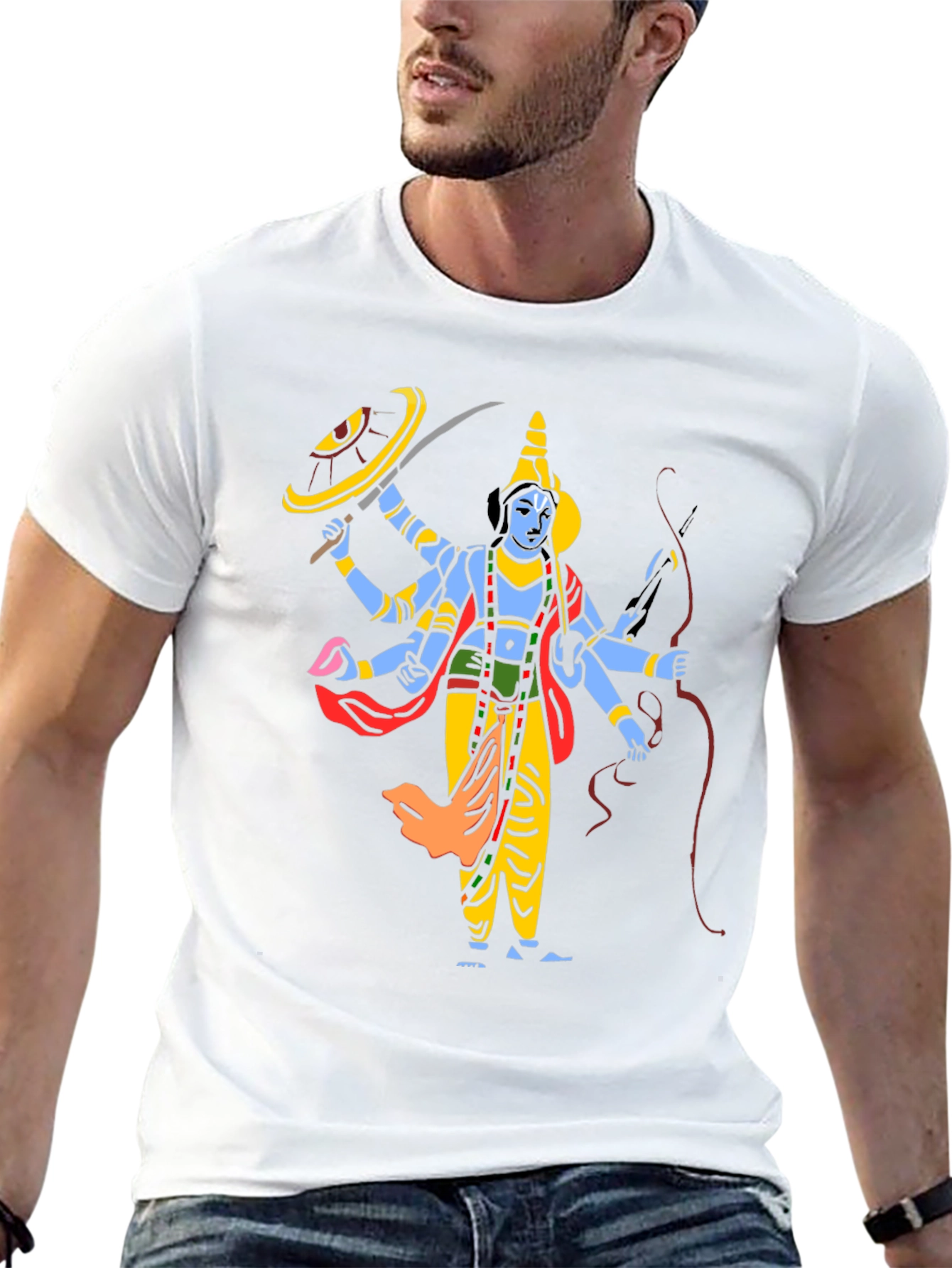 Krishna Graphic Print Black T-Shirt