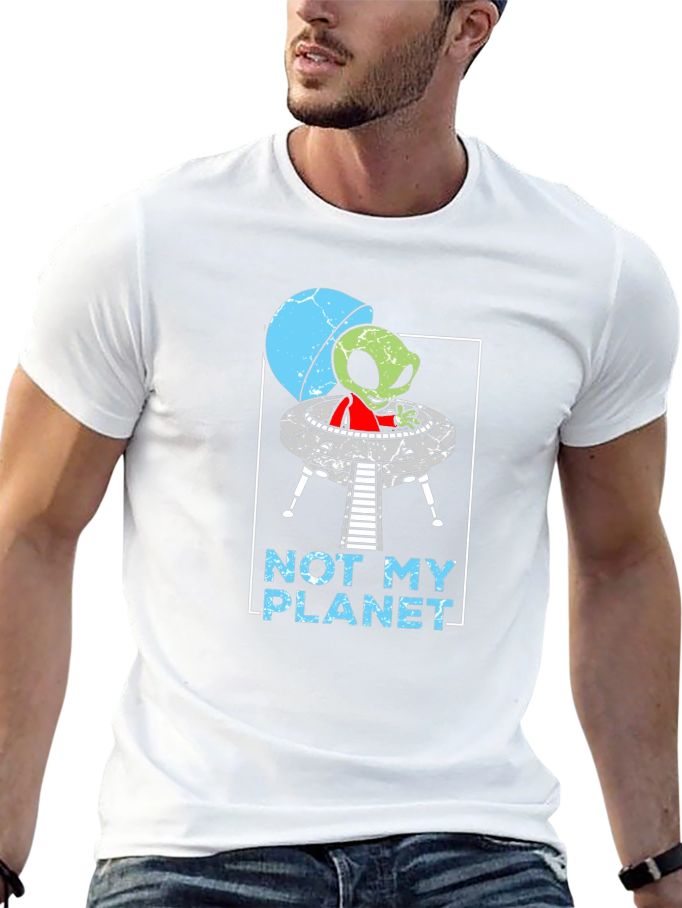Not My Planet Alien UFO Graphic T-Shirt