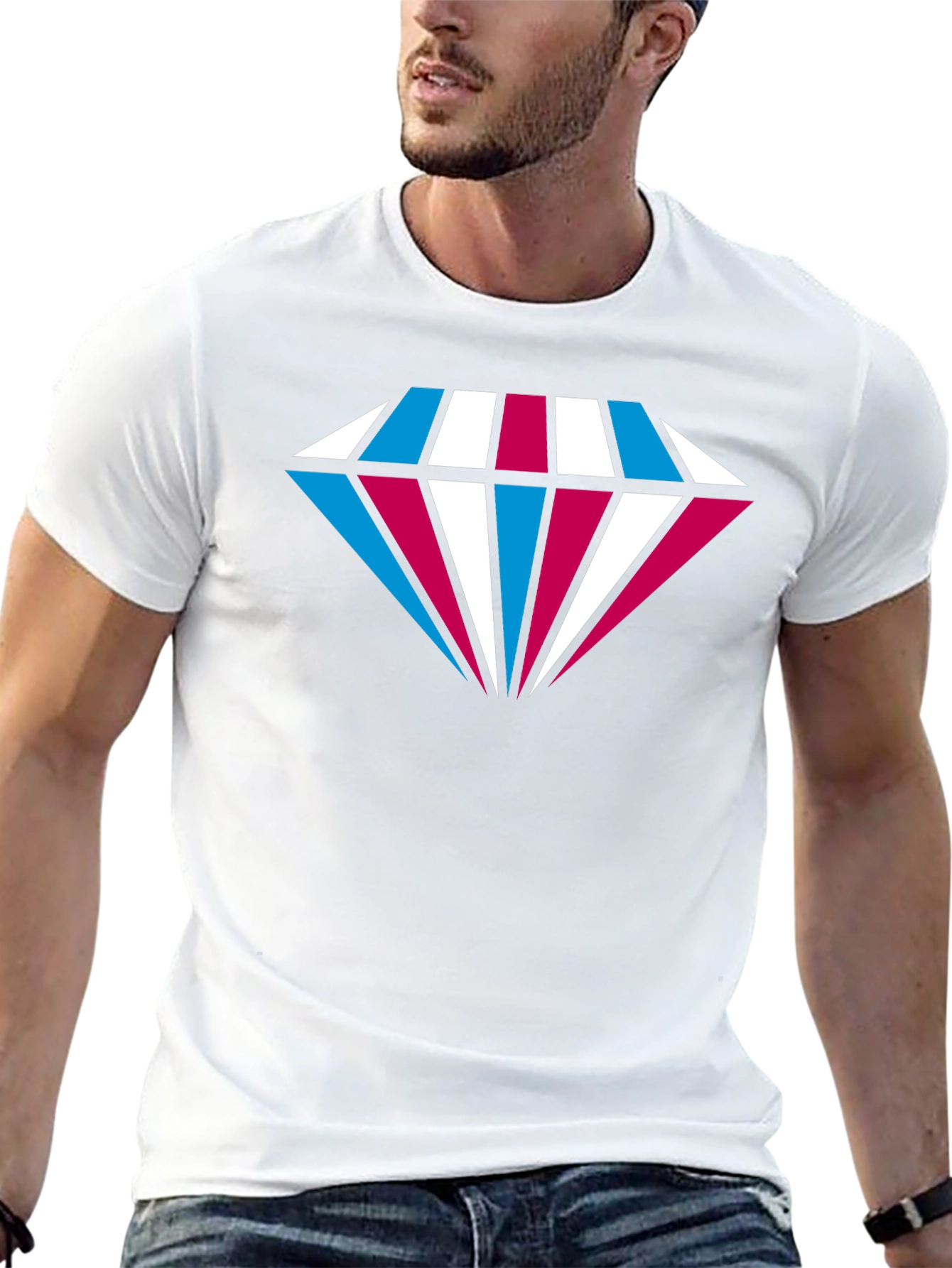 Diamond Pattern Graphic Black Tee Shirt
