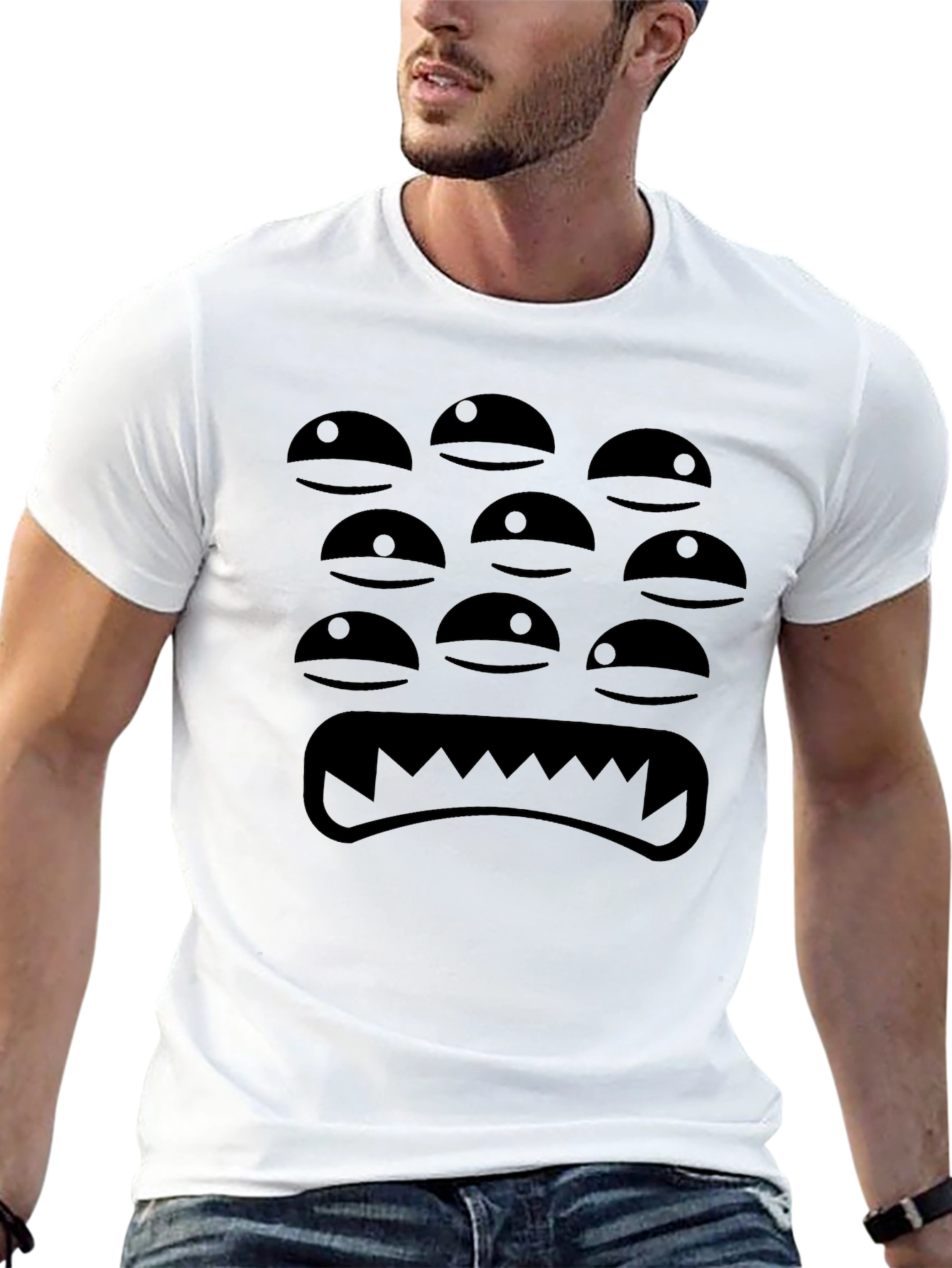 Monster Face Graphic Black T-Shirt