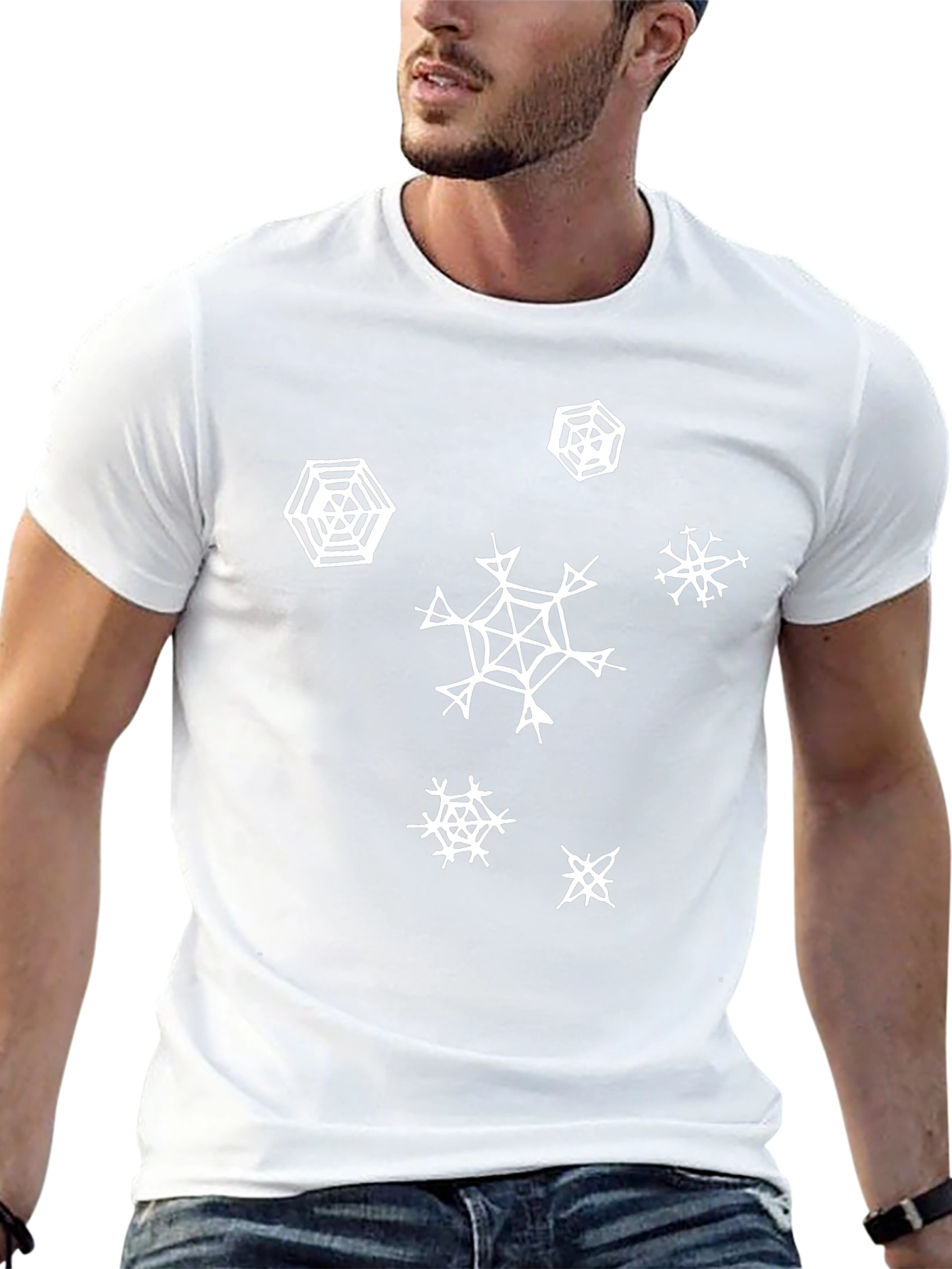 Snowflake Graphic Print Black T-Shirt