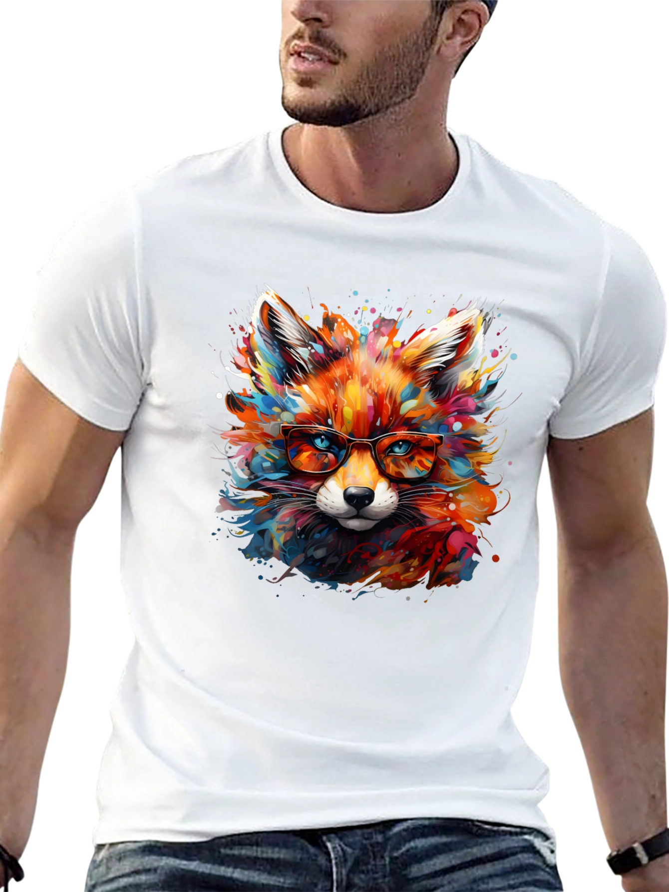 Colorful Fox Art T-Shirt