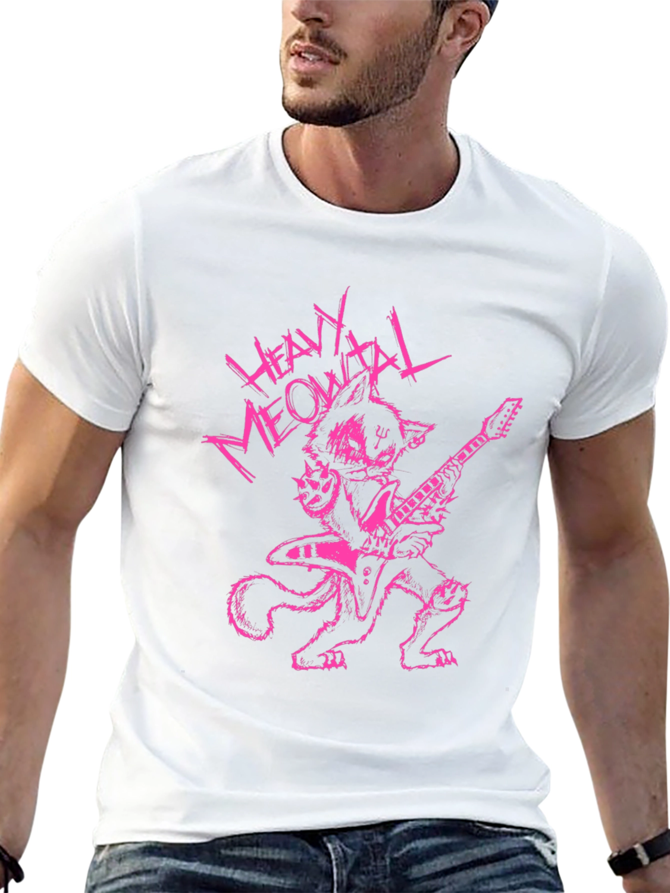 Heavy Meowtal T-Shirt - Rocker Cat Graphic Tee