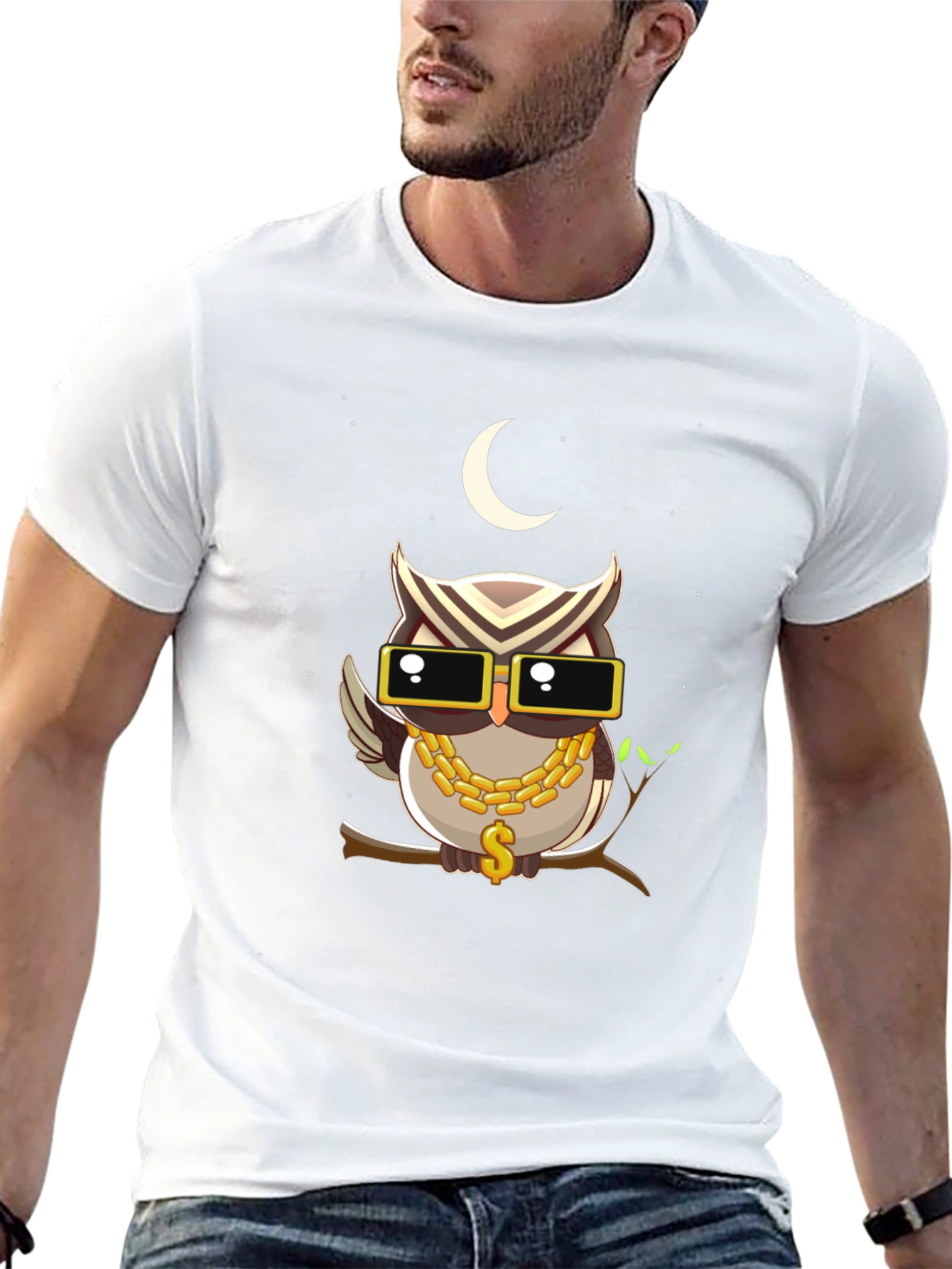 Cool Owl Graphic Tee - Mens Black T-Shirt