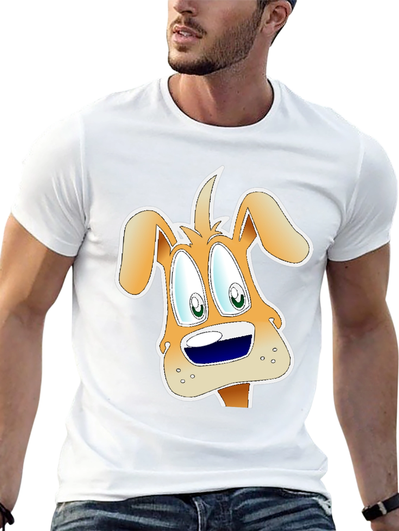 Cartoon Dog Graphic Black T-Shirt