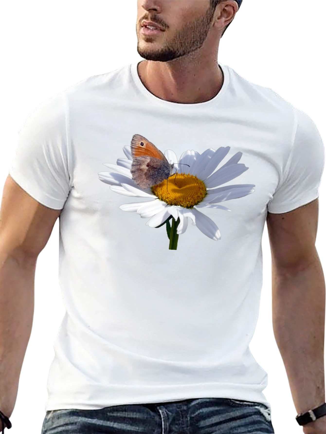 Daisy Butterfly Graphic T-Shirt - Nature Inspired Tee