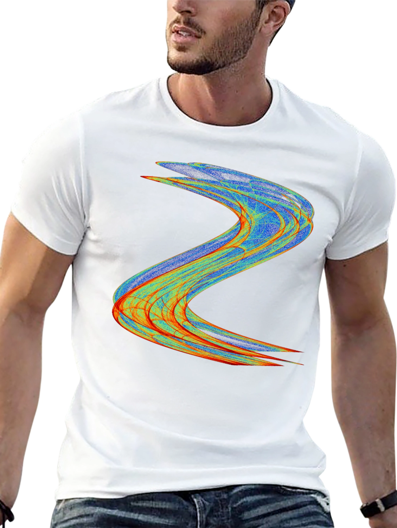 Abstract Wave Design Black T-Shirt