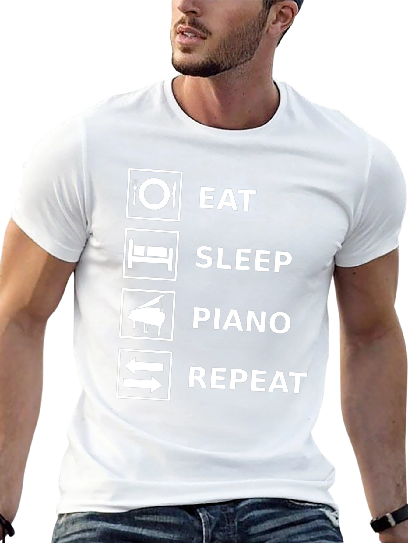 Eat Sleep Piano Repeat Black T-Shirt