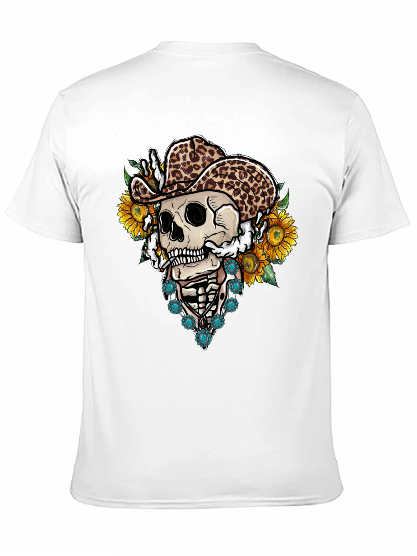Skull in Leopard Cowboy Hat Tee
