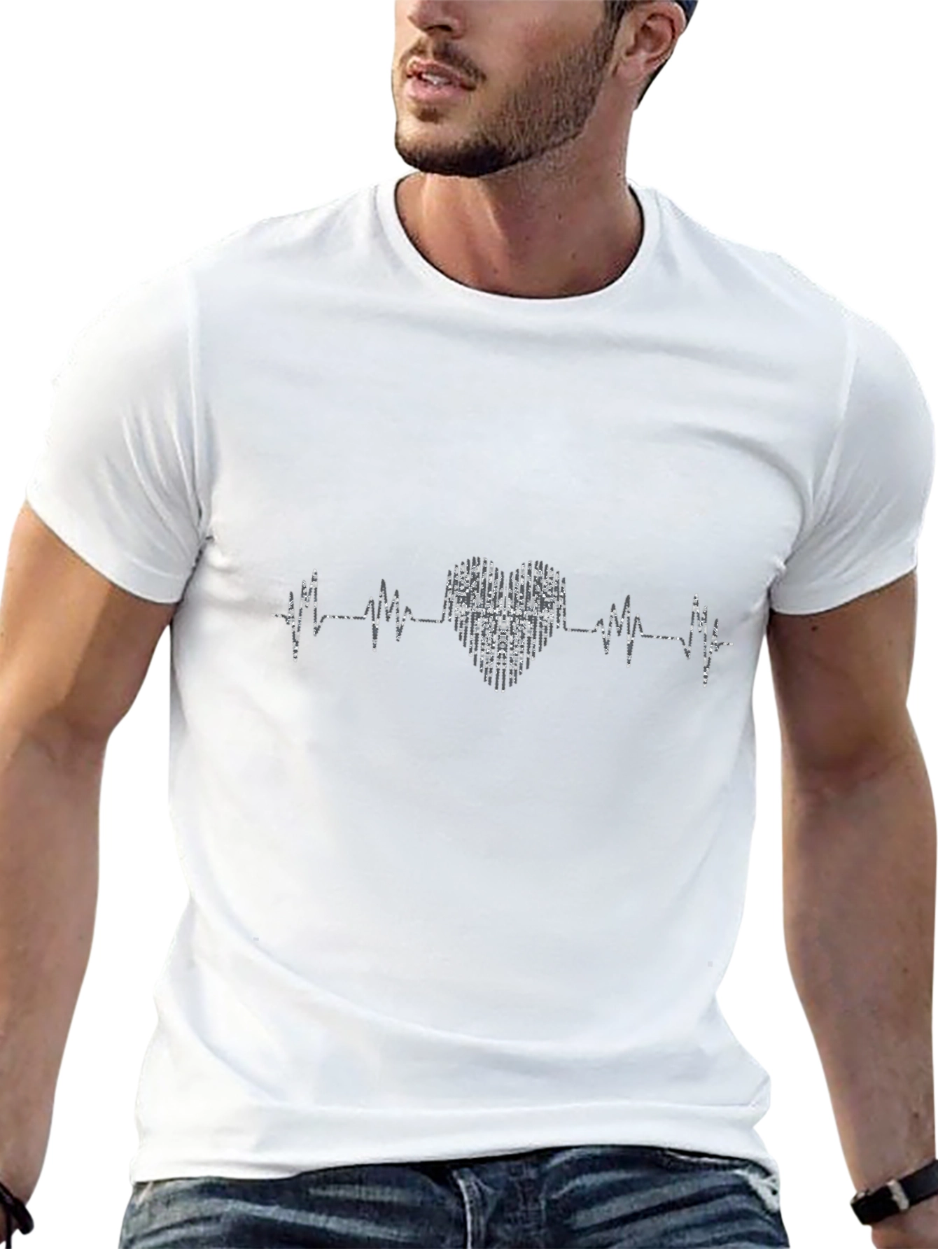 Heartbeat Heart Graphic Black T-Shirt