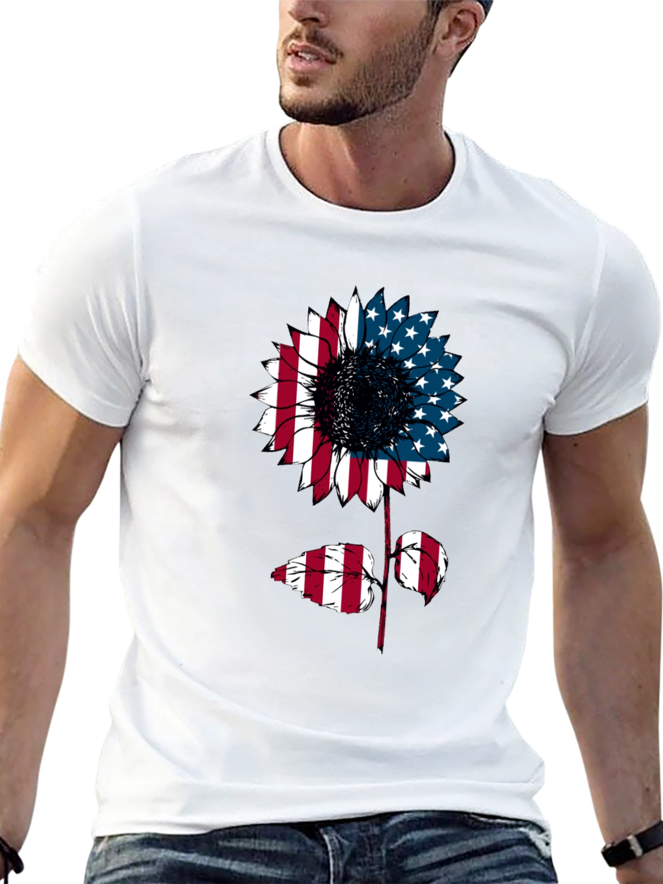 American Flag Sunflower Graphic Tee