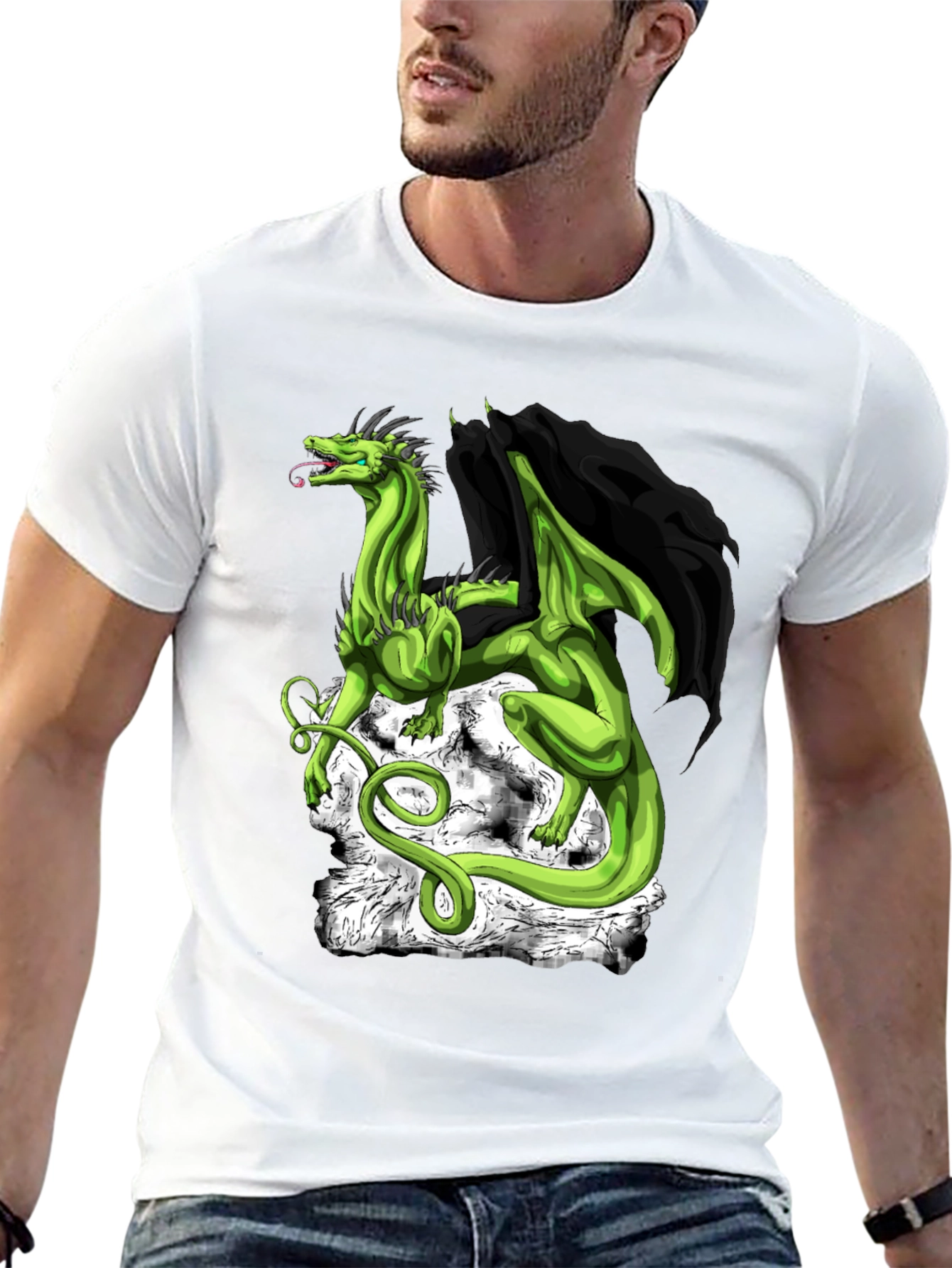 Dragon Graphic Tee - Black Cotton Shirt