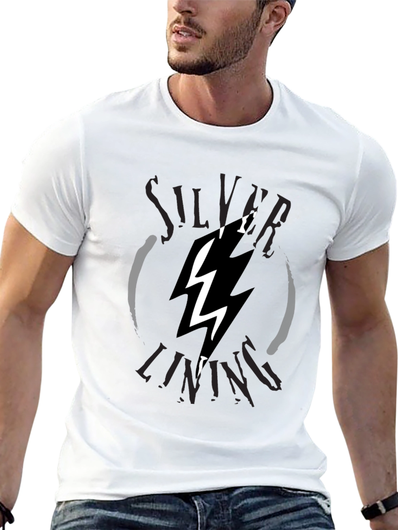 Silver Lining Lightning Bolt Graphic Tee - Black