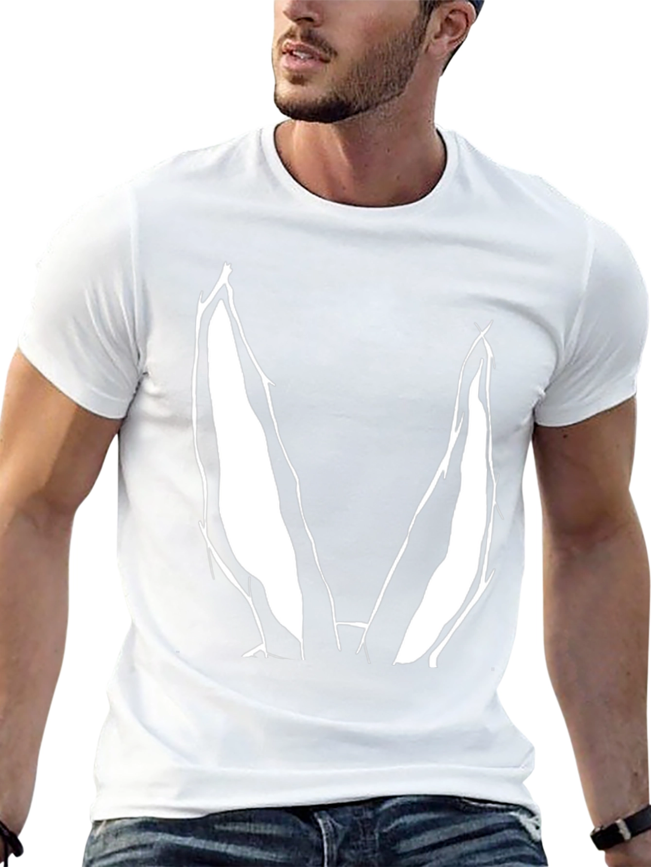 Bunny Ears Graphic Tee - Black Cotton Casual Top
