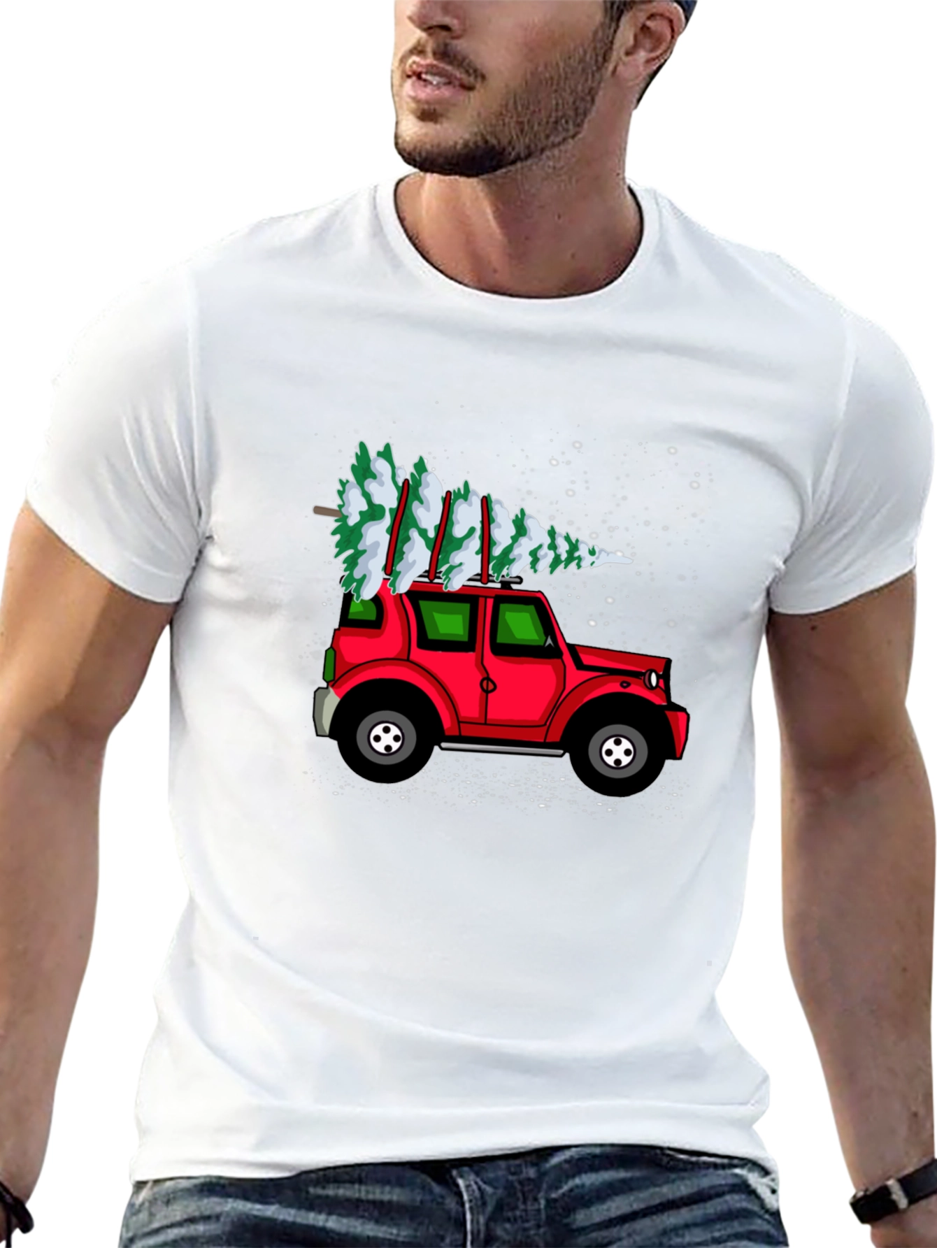Festive Red Car Christmas Tree T-Shirt