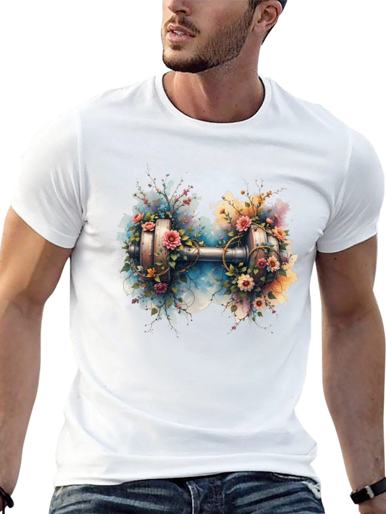 Floral Dumbbell Graphic Tee