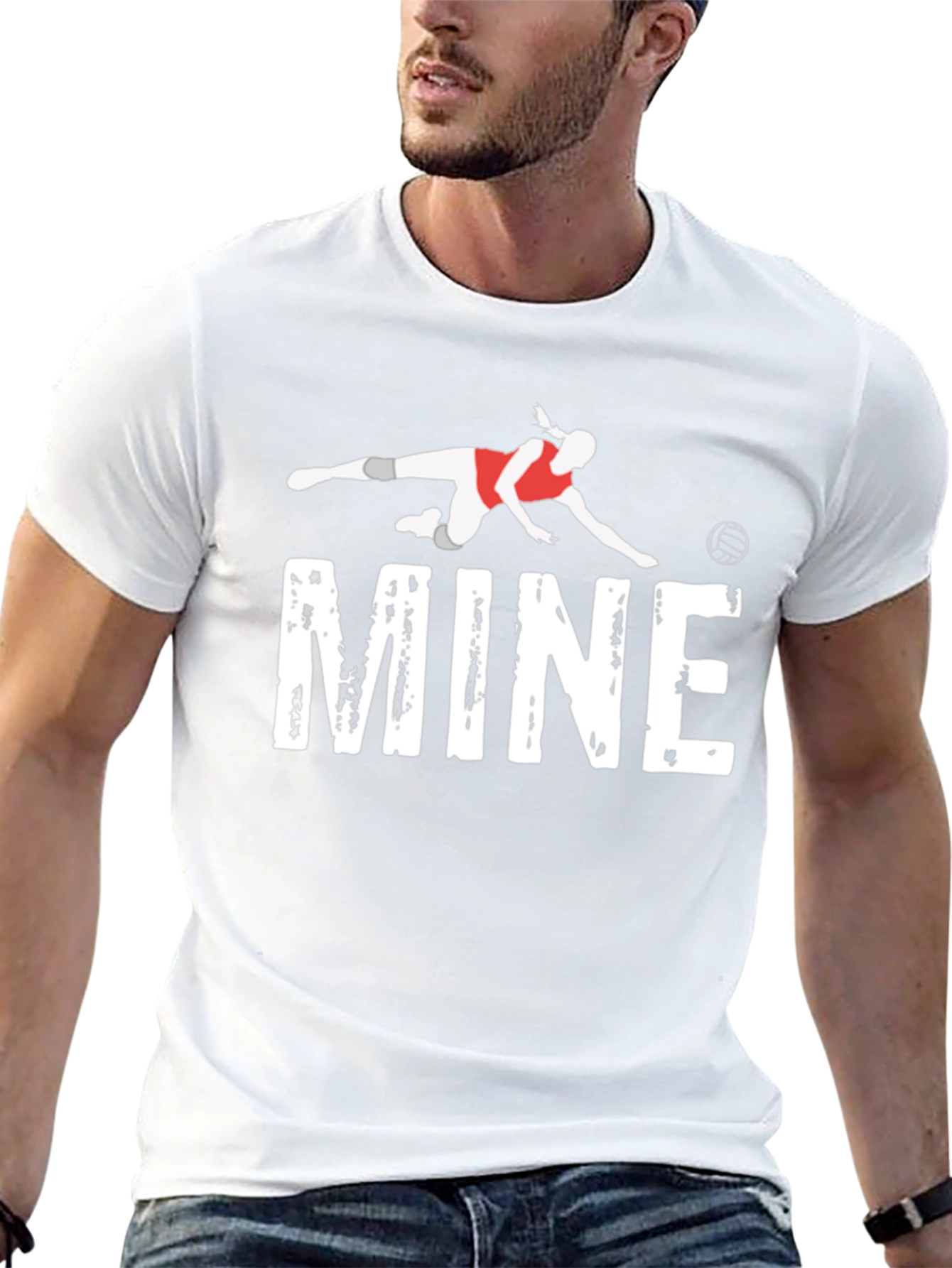 MINE Volleyball Graphic Tee - Black Cotton Shirt