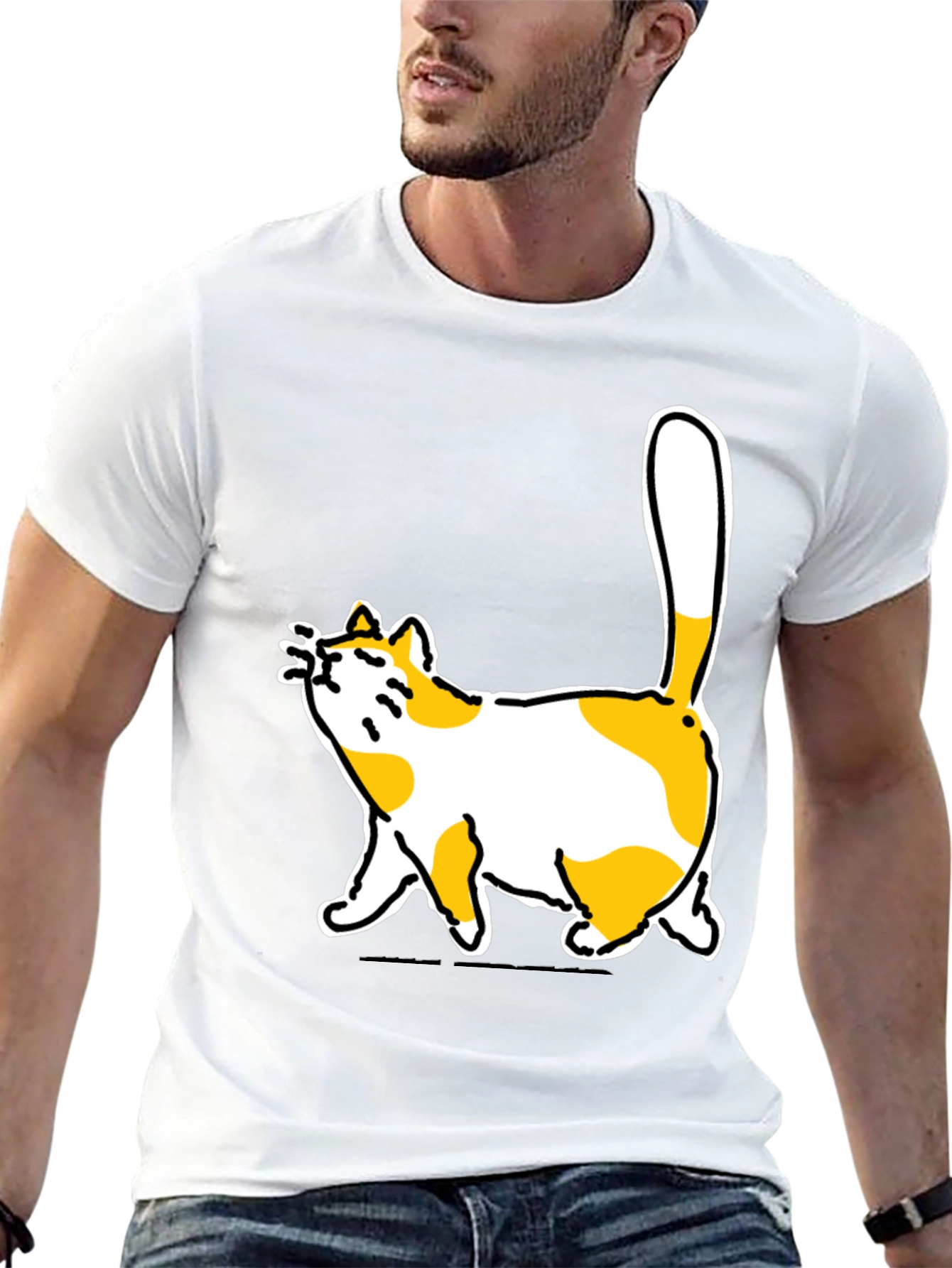 Funny Cat Graphic Black T-Shirt