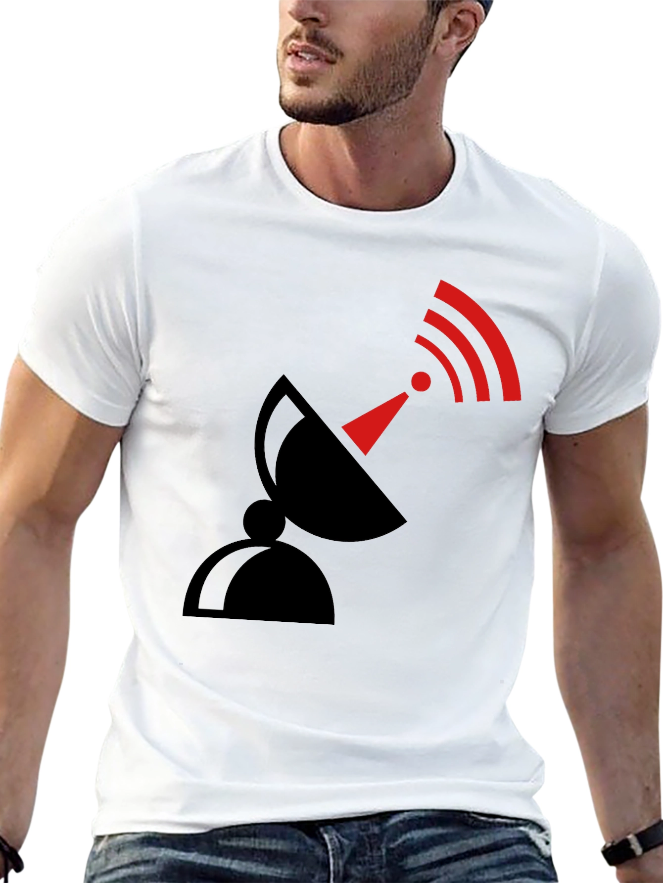 Satellite Dish Graphic T-Shirt - Black