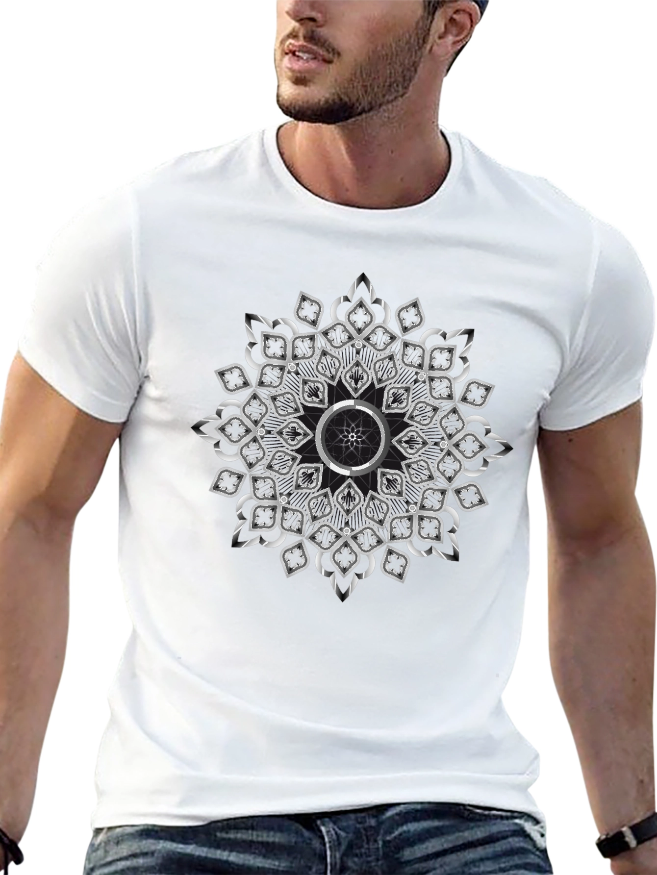 Elegant Mandala Graphic Black T-Shirt