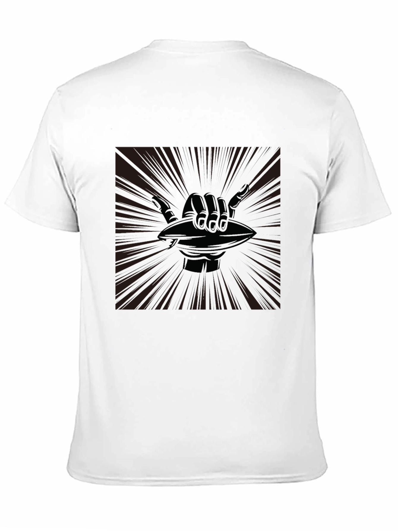 Shaka Hand Football Graphic Tee - Casual Black T-Shirt