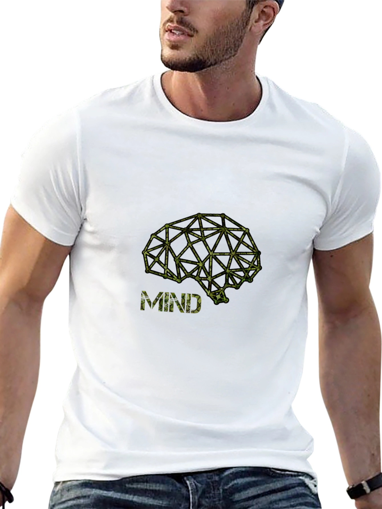 Mind Graphic Tee - Geometric Brain Design