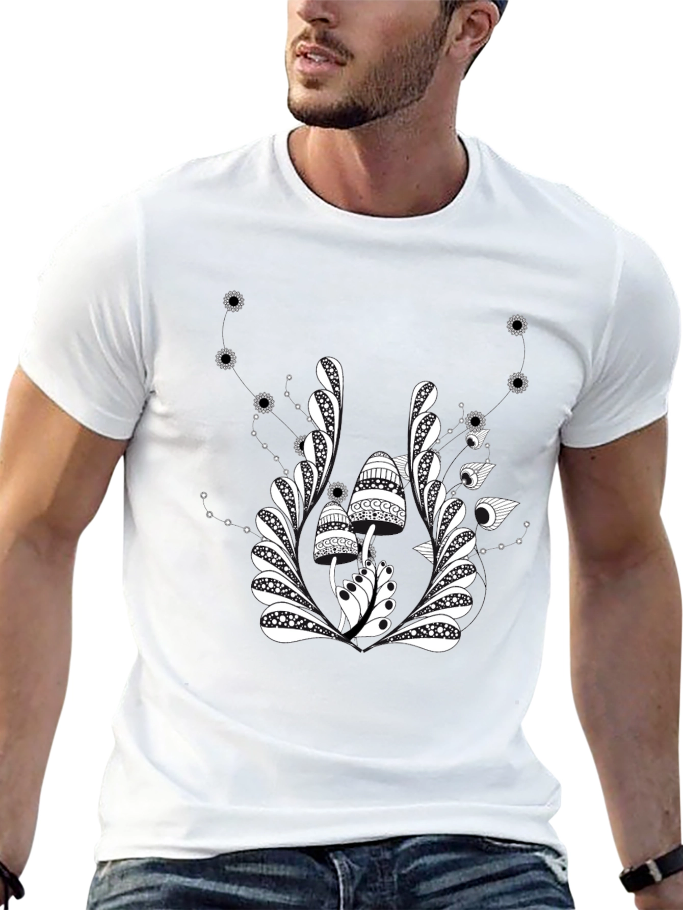 Mushroom Graphic Print Crew Neck T-Shirt