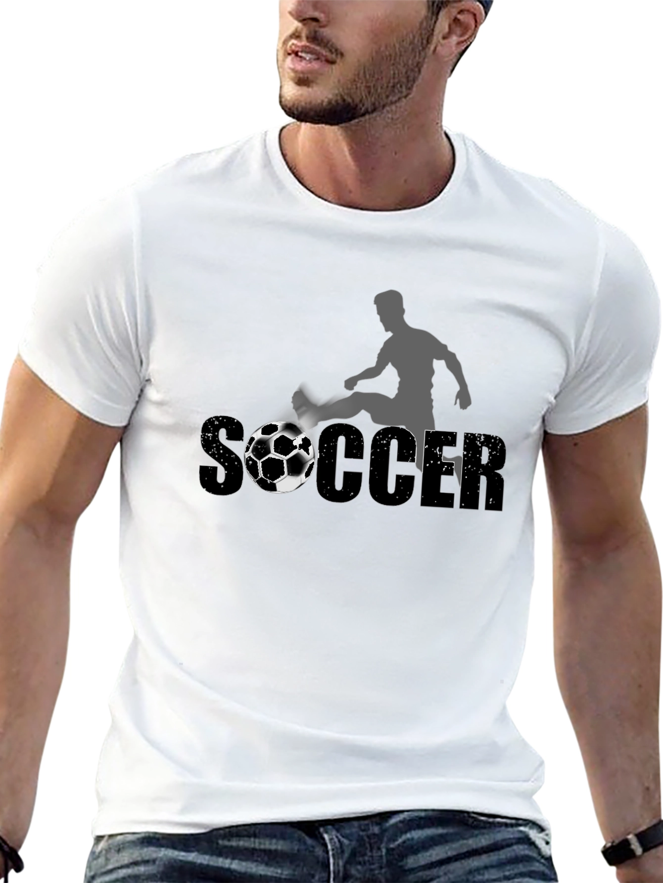 Soccer Graphic Tee - Black Cotton T-Shirt