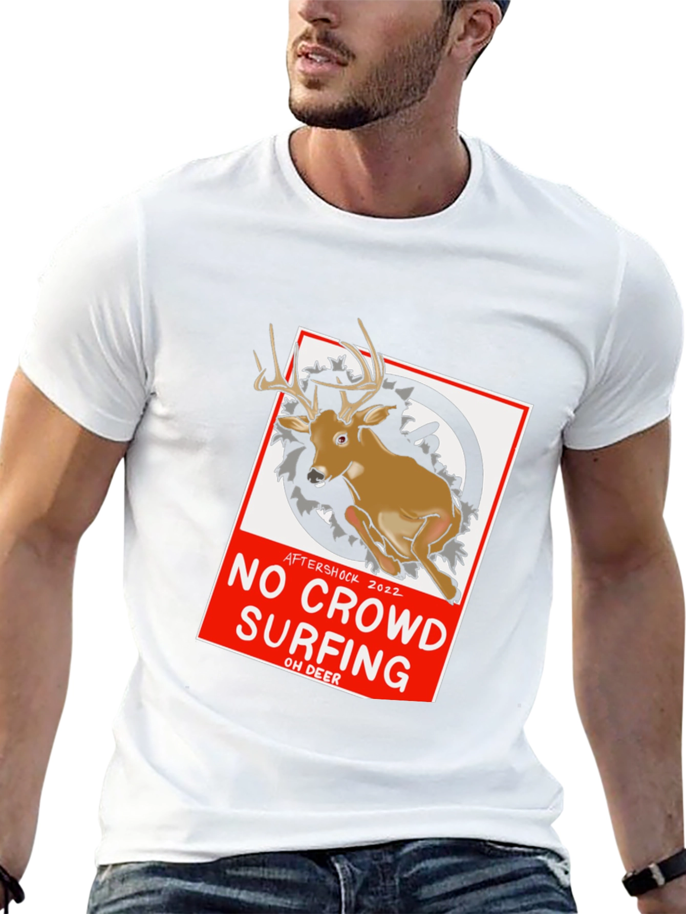No Crowd Surfing Deer Graphic T-Shirt