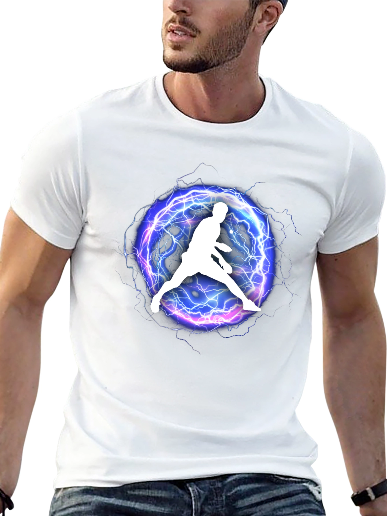 Electric Athlete Graphic Tee - Black Cotton Blend