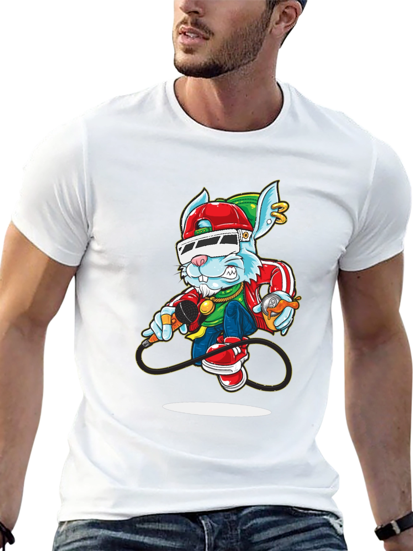 Cool Rabbit Graphic Print T-Shirt