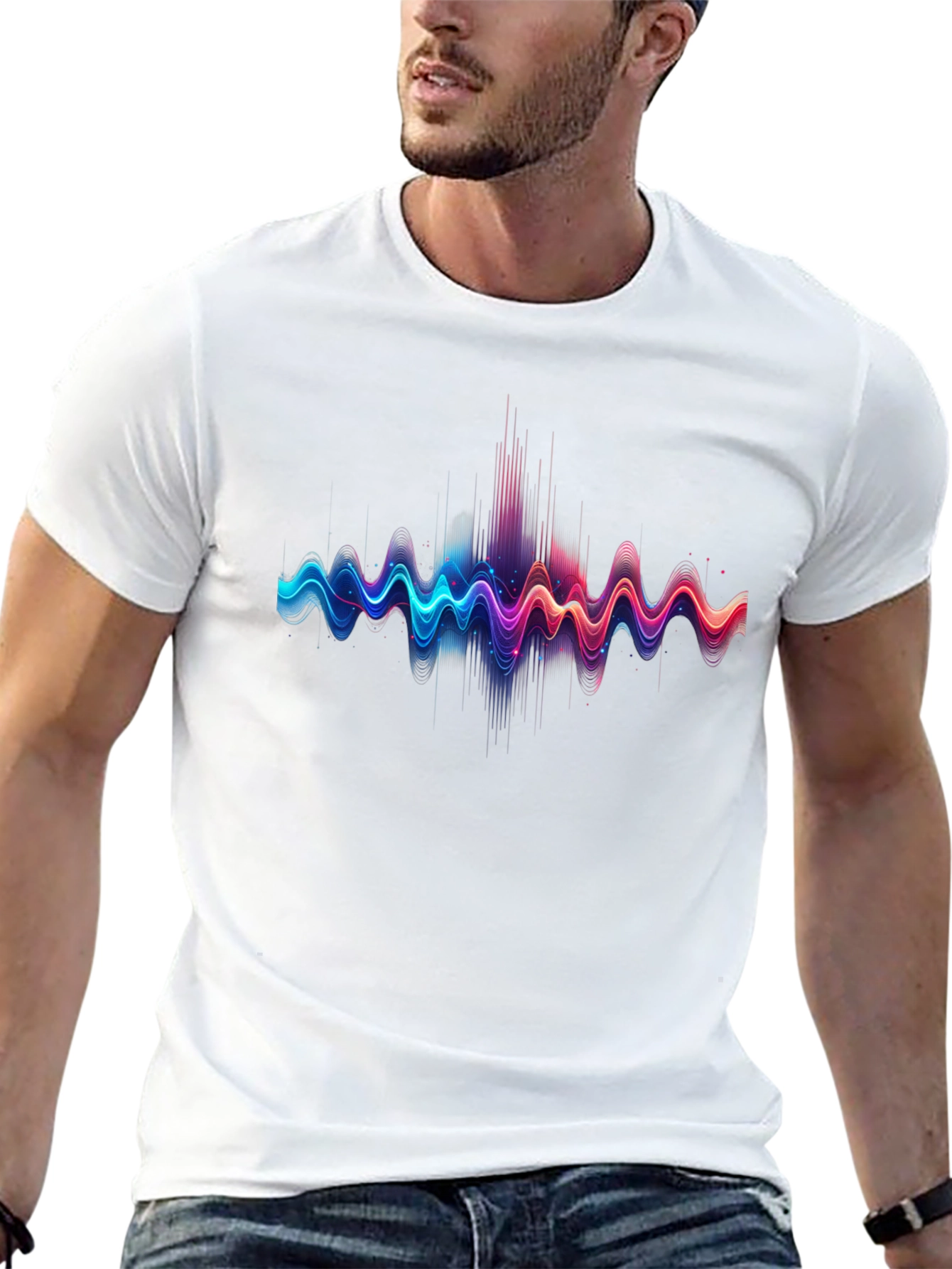 Vibrant Sound Wave Graphic T-Shirt