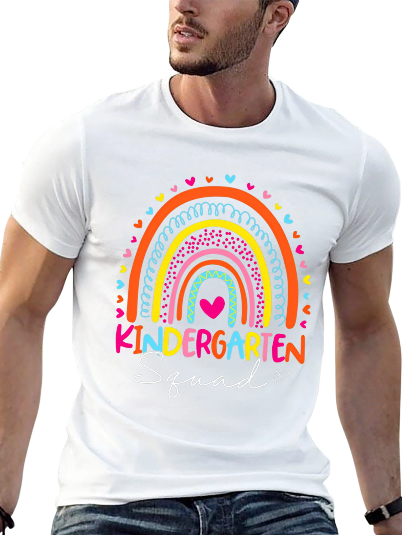 Kindergarten Squad Rainbow Teacher T-Shirt