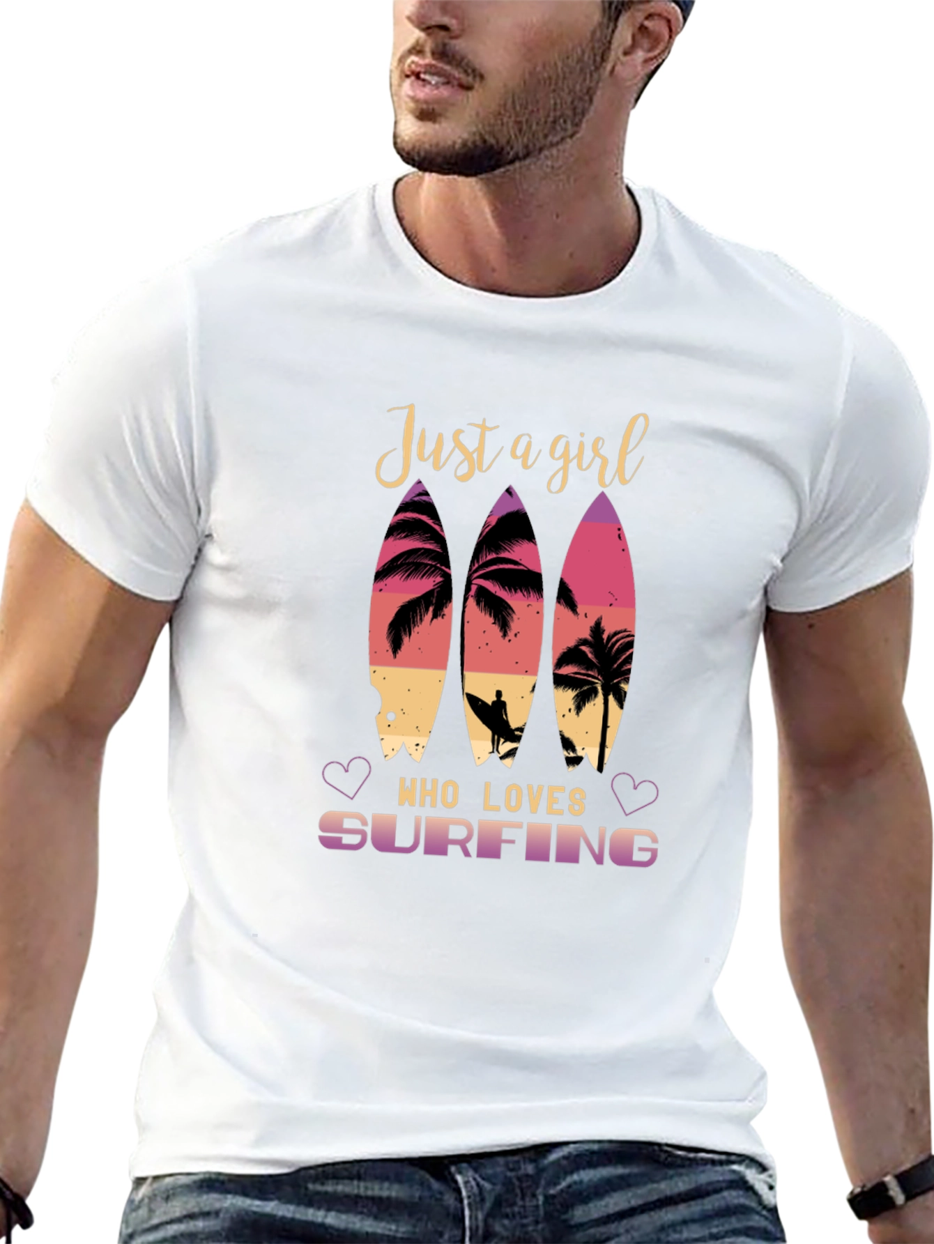 Just A Girl Who Loves Surfing Black T-Shirt