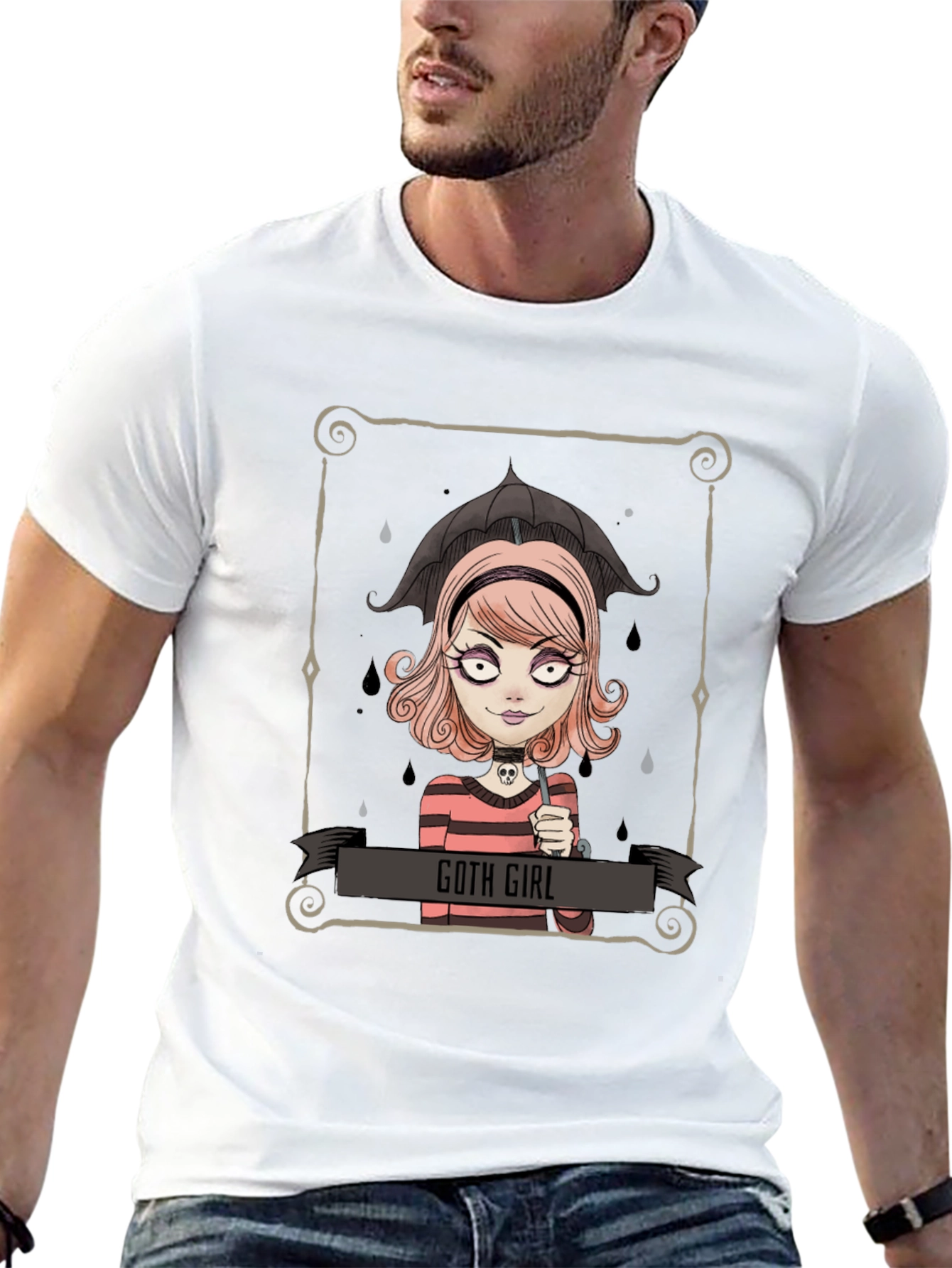 Goth Girl Tee - Cartoon Graphic T-Shirt