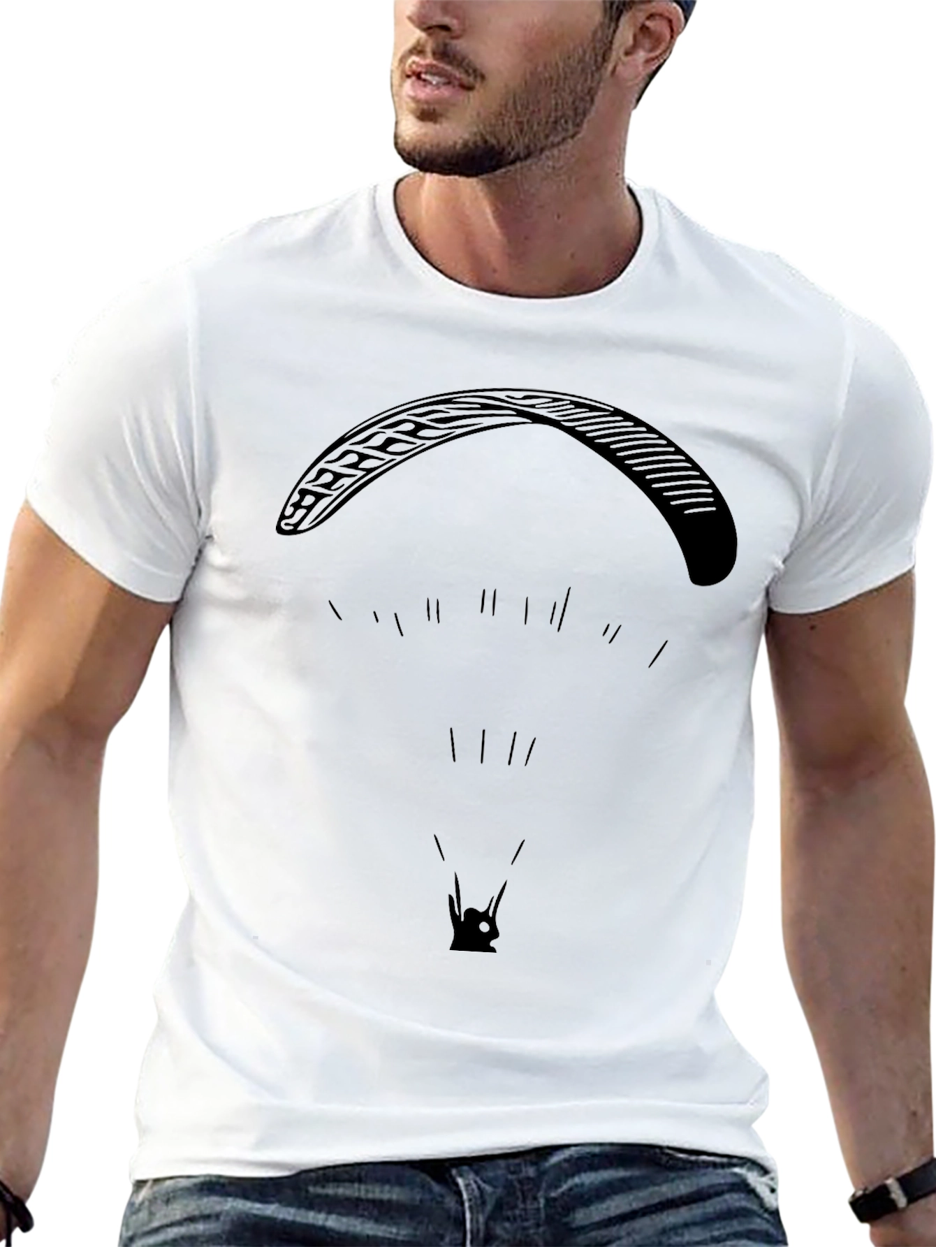 Black Paragliding Graphic Tee - Adventure Ready