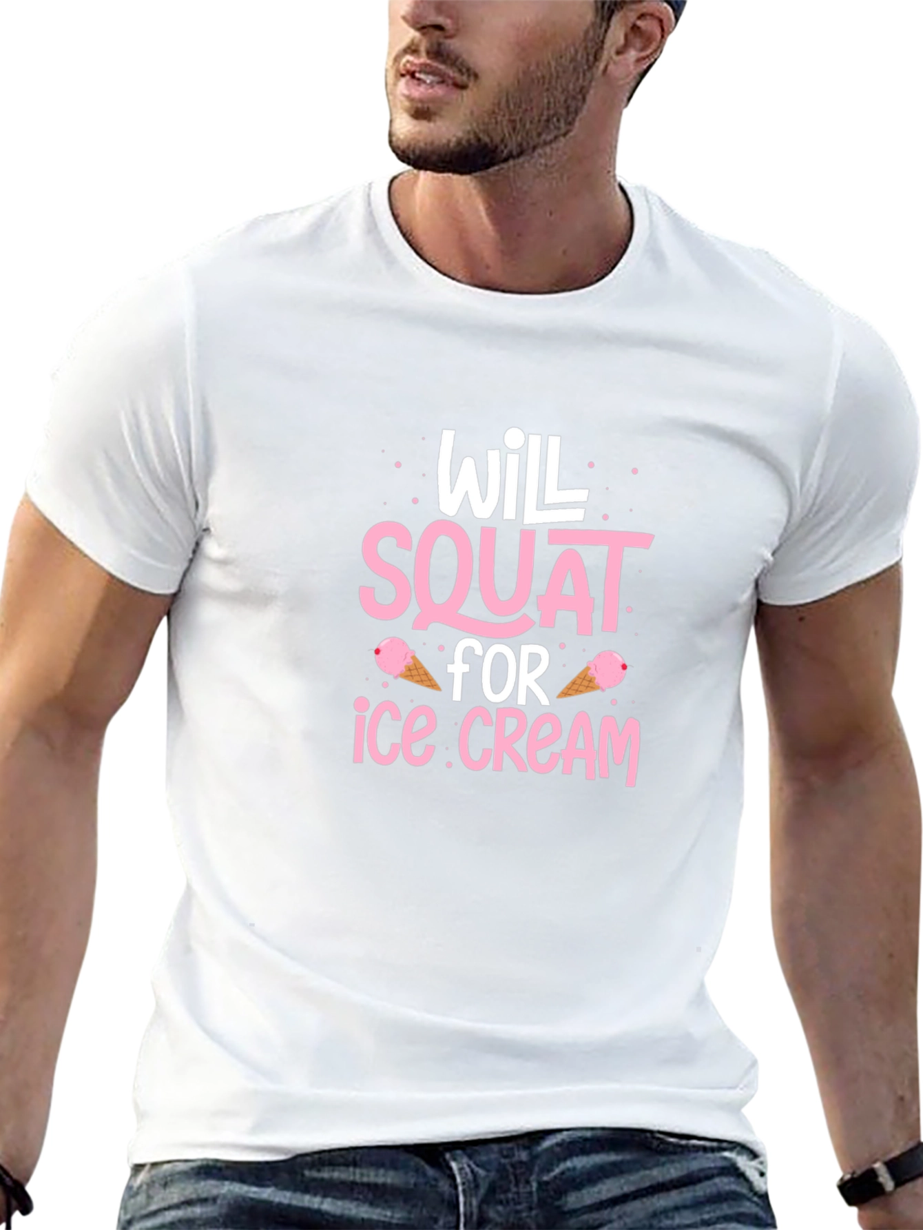 Will Squat for Ice Cream Black Tee Shirt