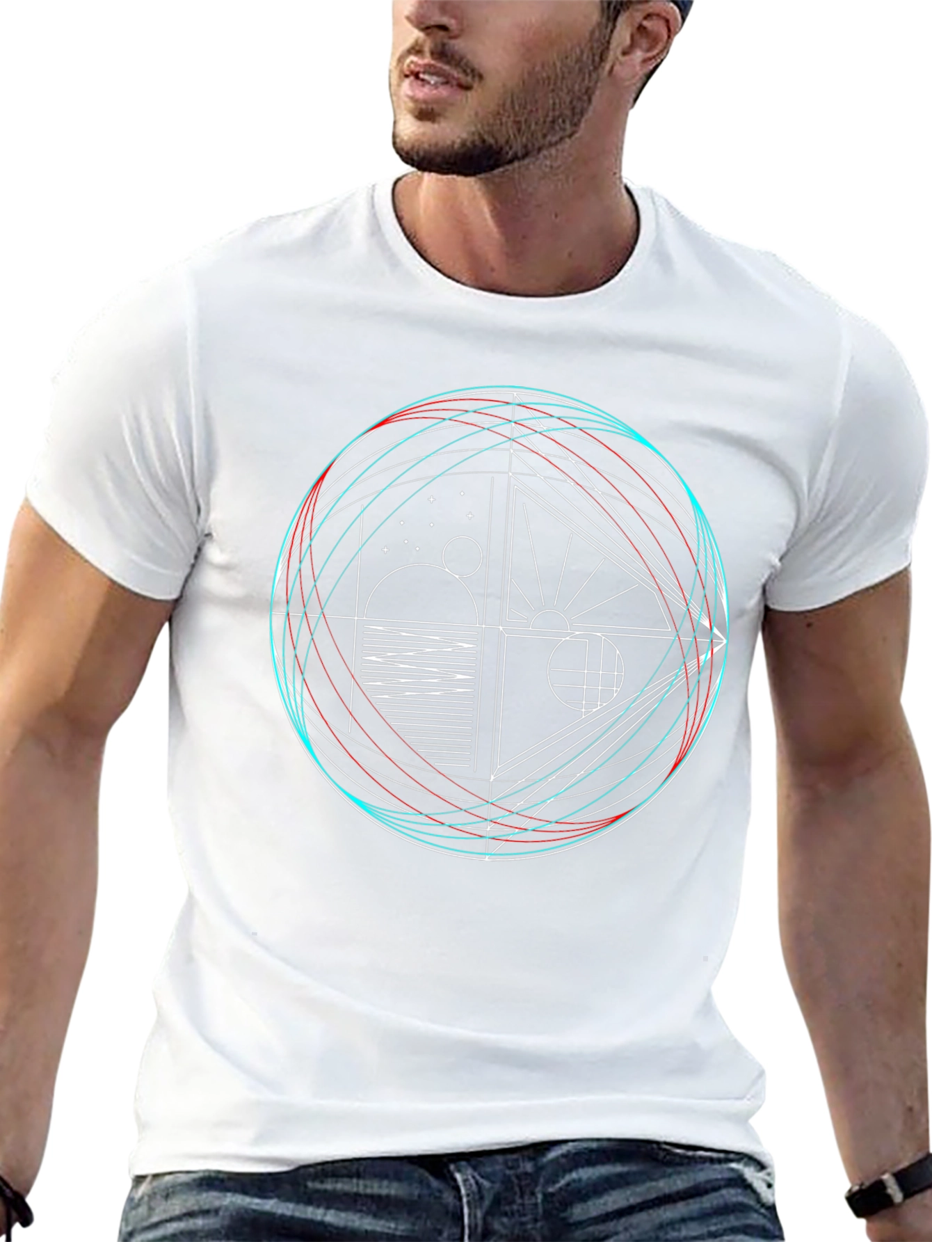 Geometric Graphic Print Crew Neck T-Shirt