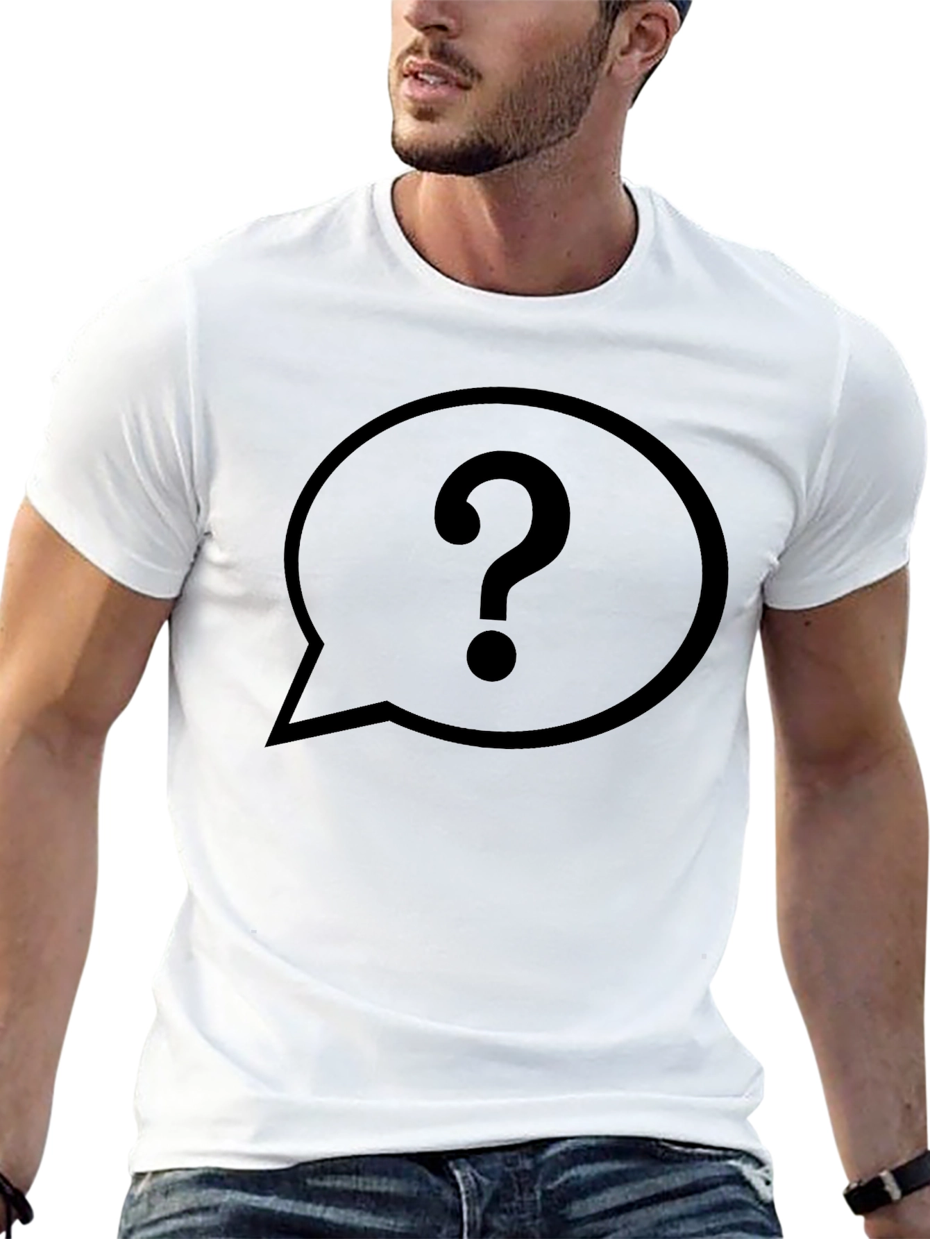 Question Mark Speech Bubble Black T-Shirt